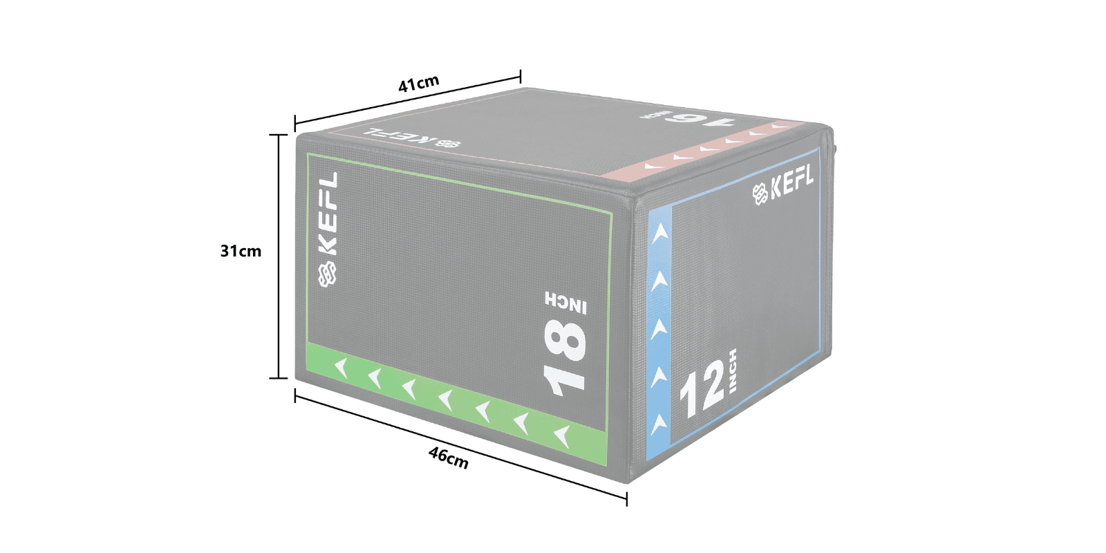 KEFL 3 in 1 Soft Plyometric Jump Box - 18" x 16" x 12" - KEFL