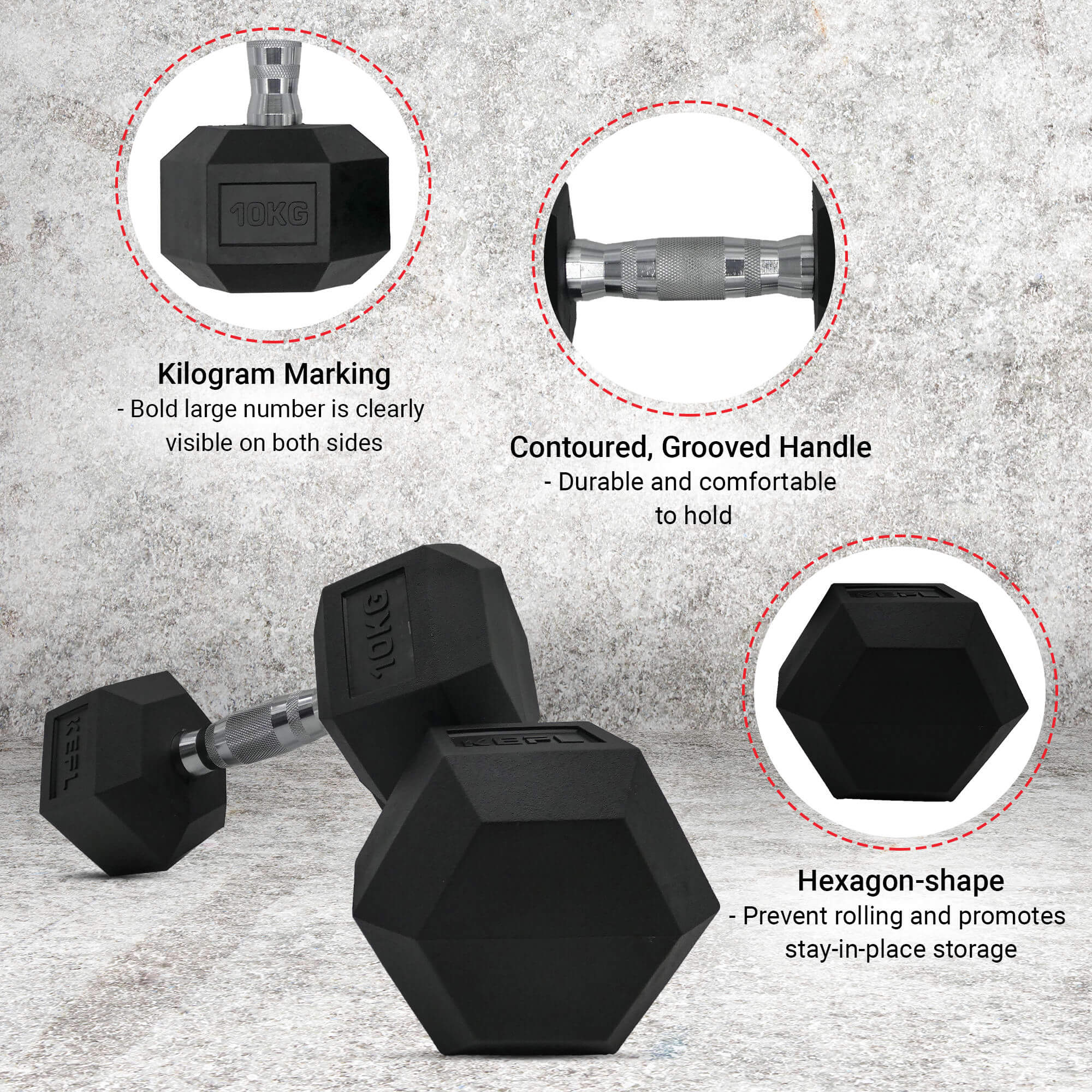KEFL Hexagonal Dumbbell Set