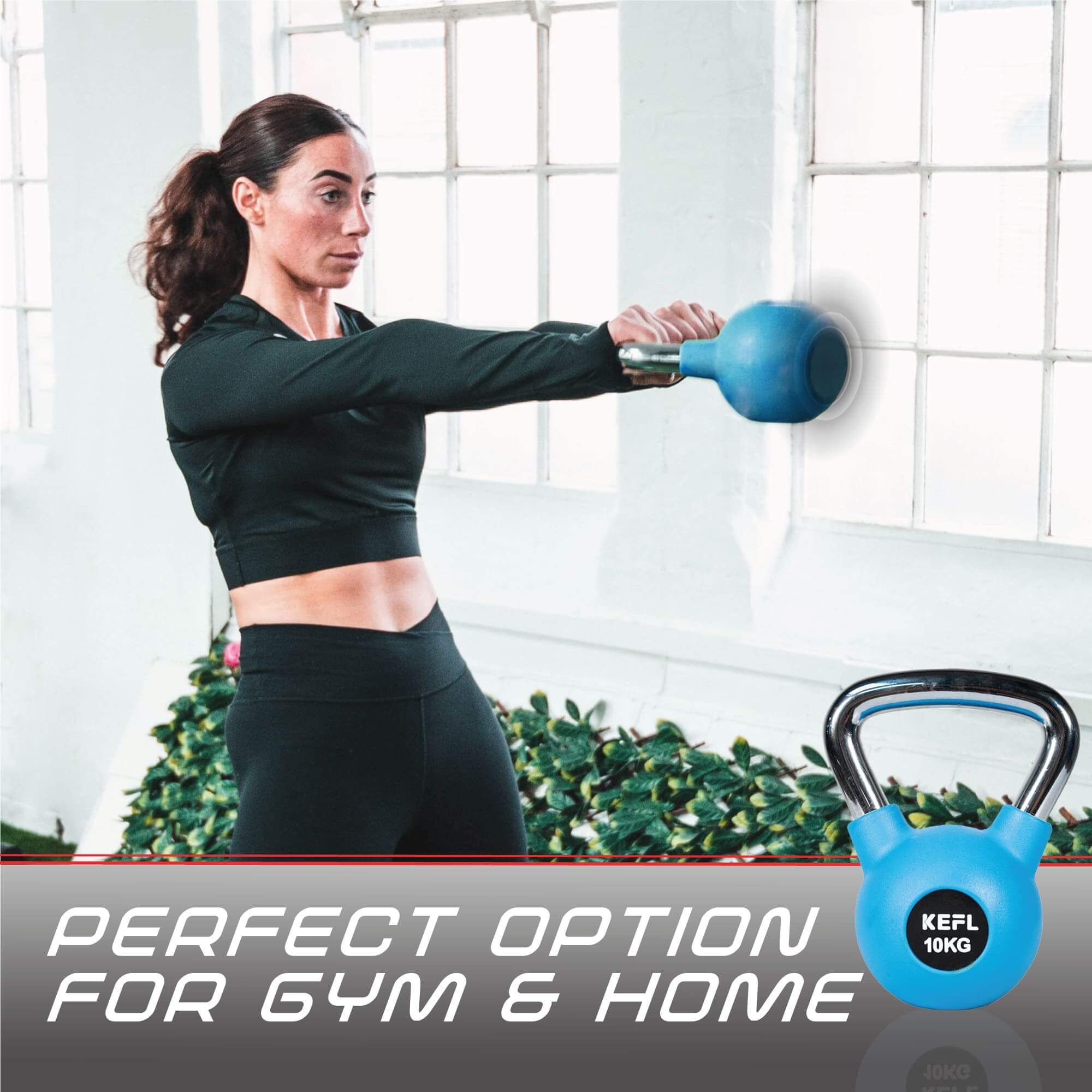 KEFL Rubber Coated Kettlebell with Chrome Handle