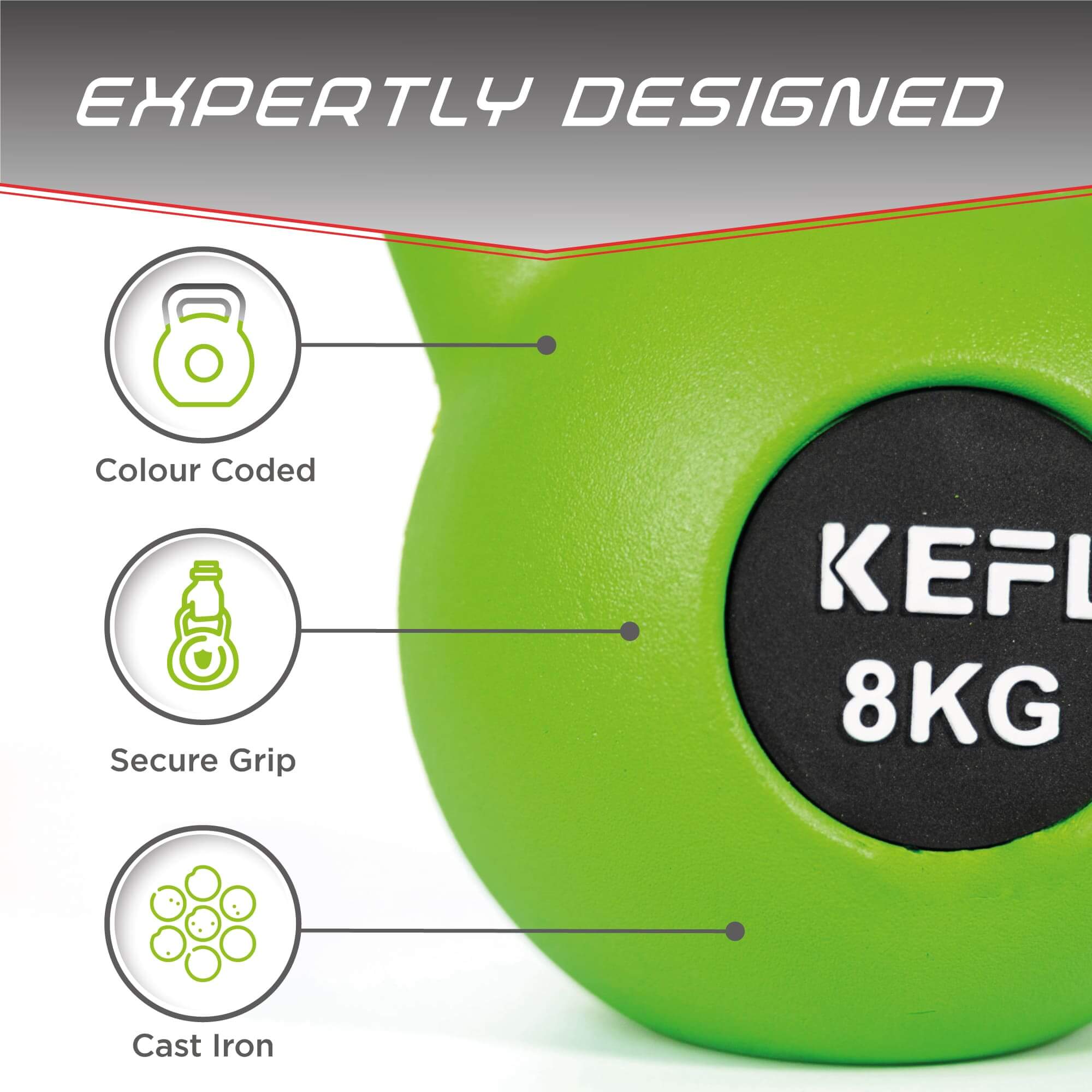 KEFL Rubber Coated Kettlebell with Chrome Handle
