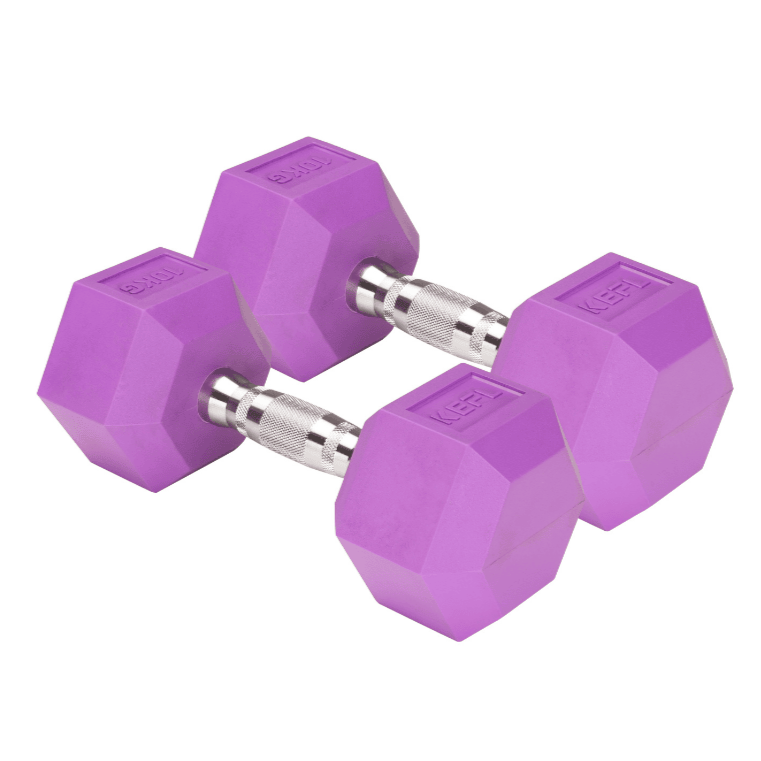 KEFL Coloured Hexagonal TPE Dumbbells