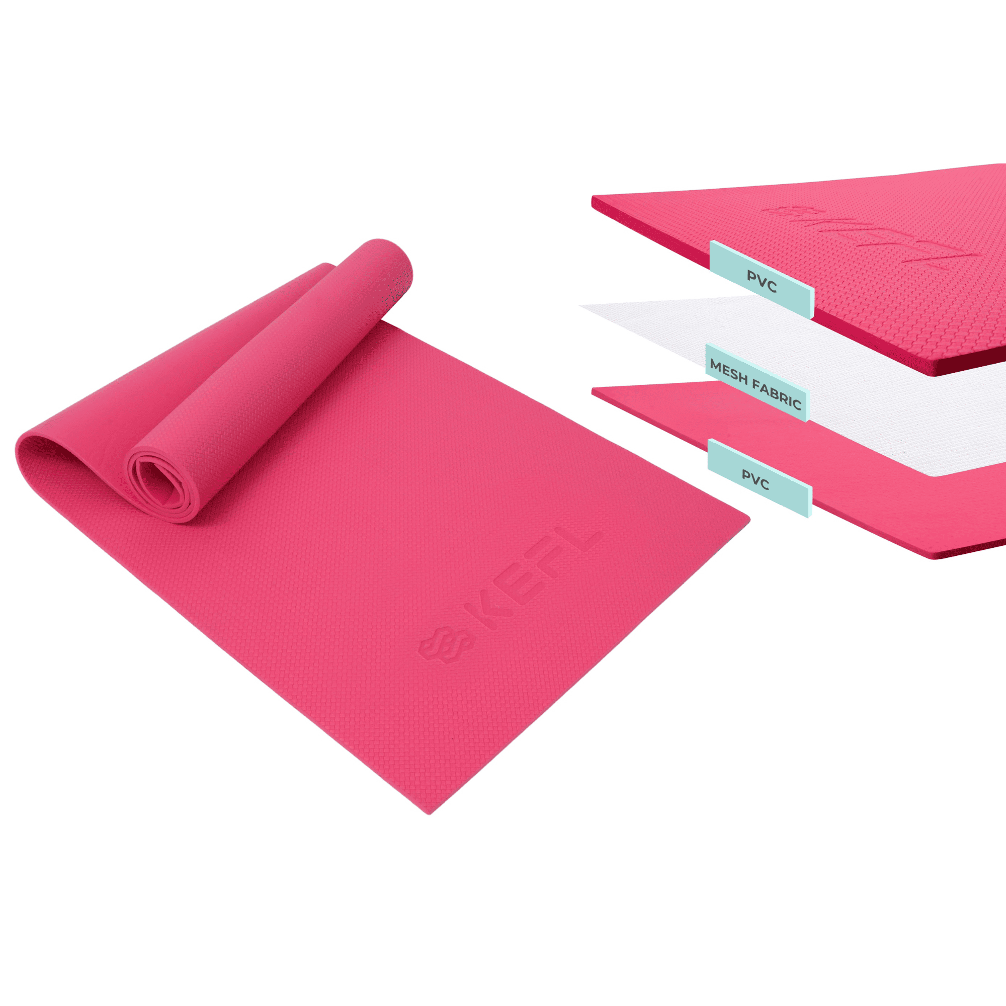 KEFL PVC Yoga Mat 6mm - with Free Carry Strap