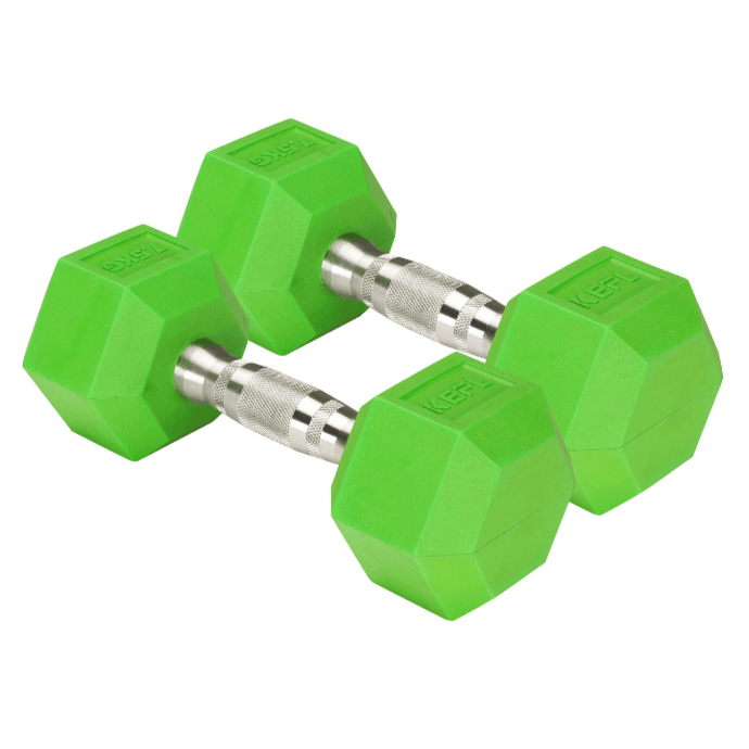 KEFL Coloured Hexagonal TPE Dumbbells