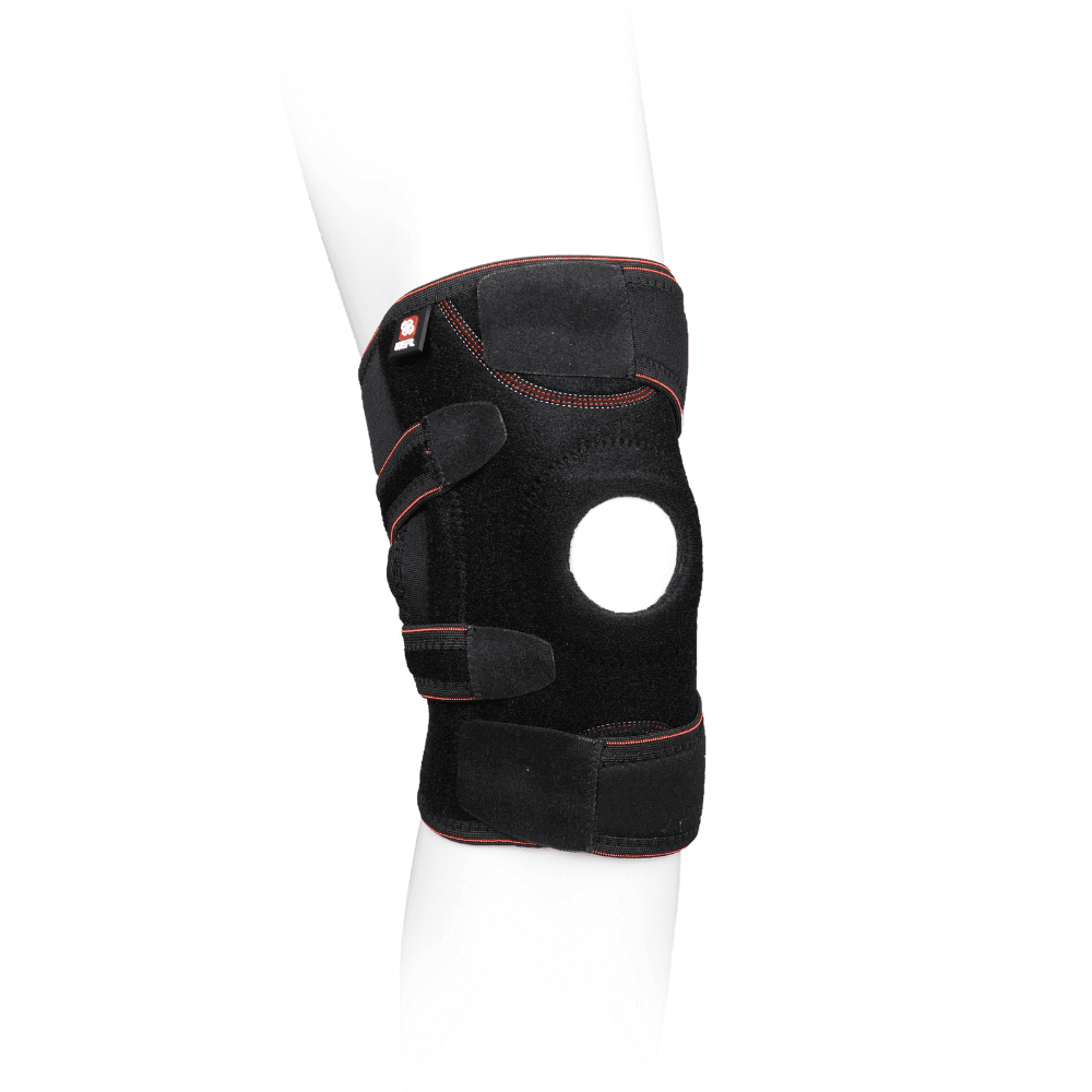 Extended Knee Support Open Patella Brace with Straps