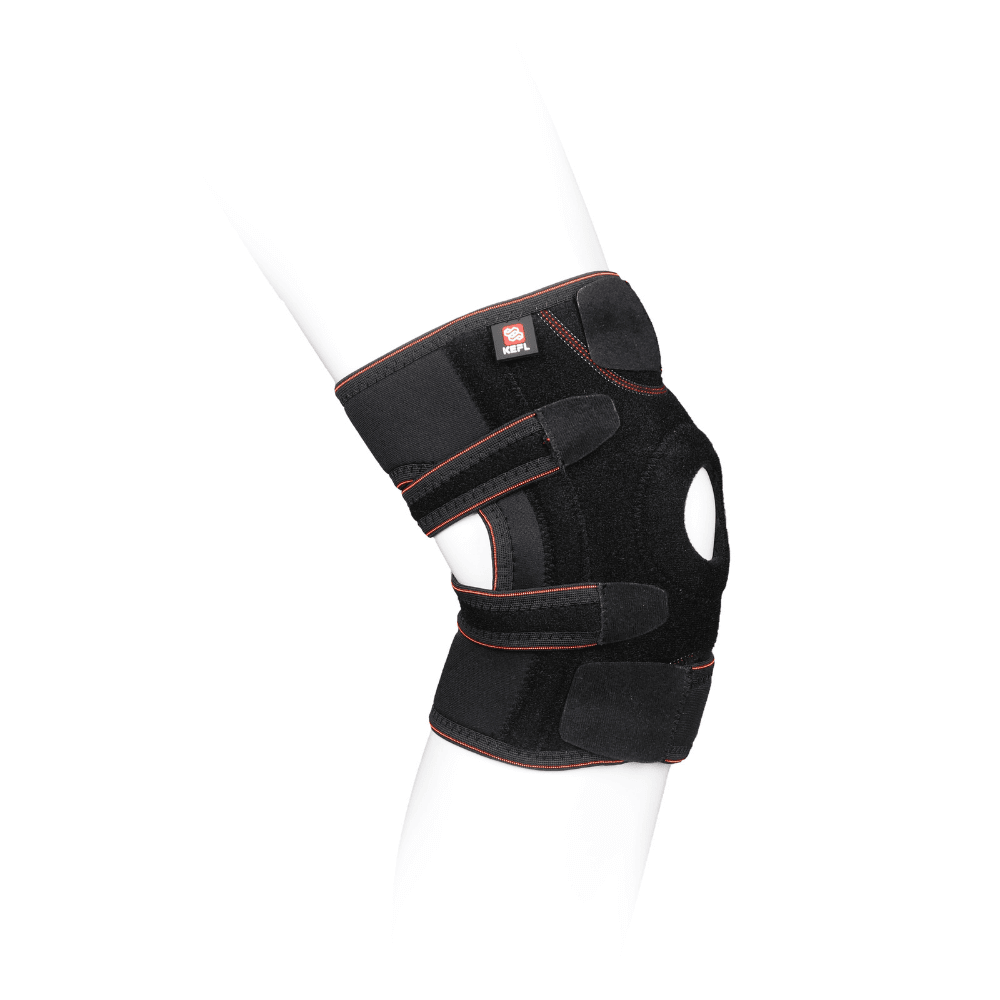 Extended Knee Support Open Patella Brace with Straps