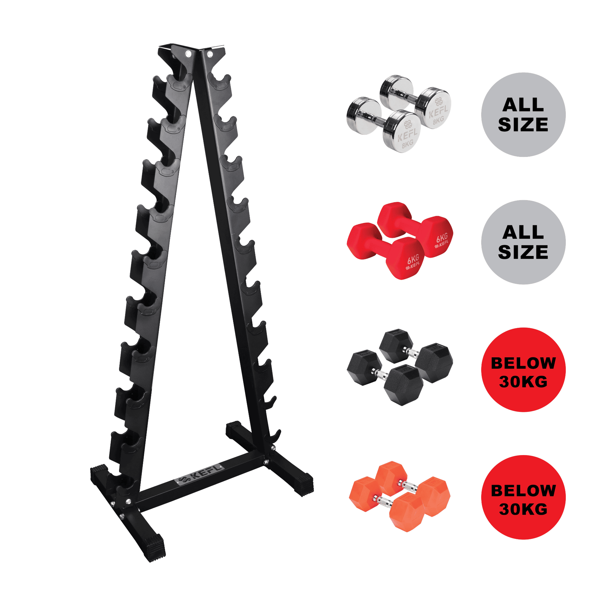 KEFL 10 Pair Vertical Dumbbell Rack