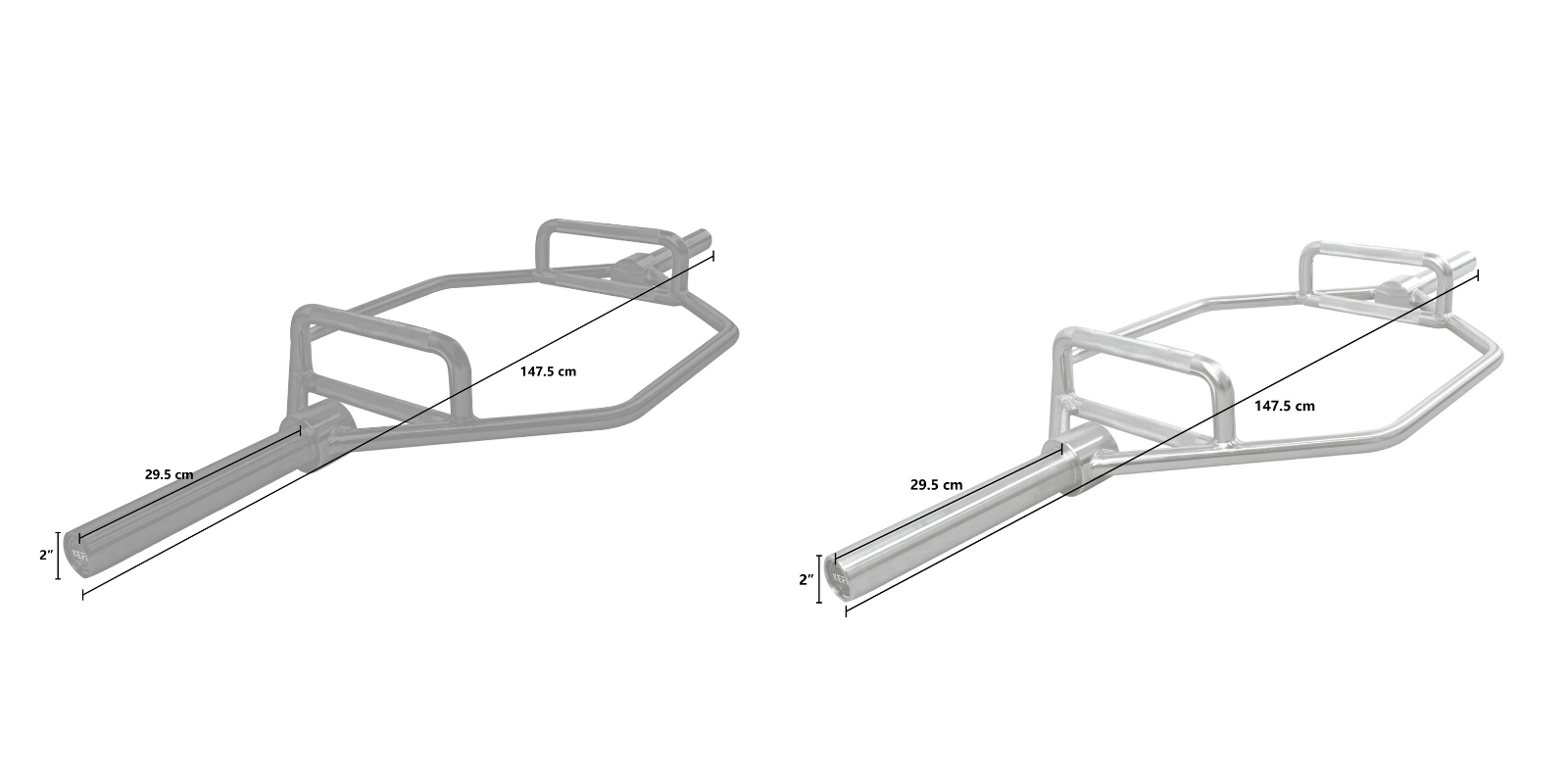 KEFL 2" Olympic Hex Bar 150CM Silver - Black