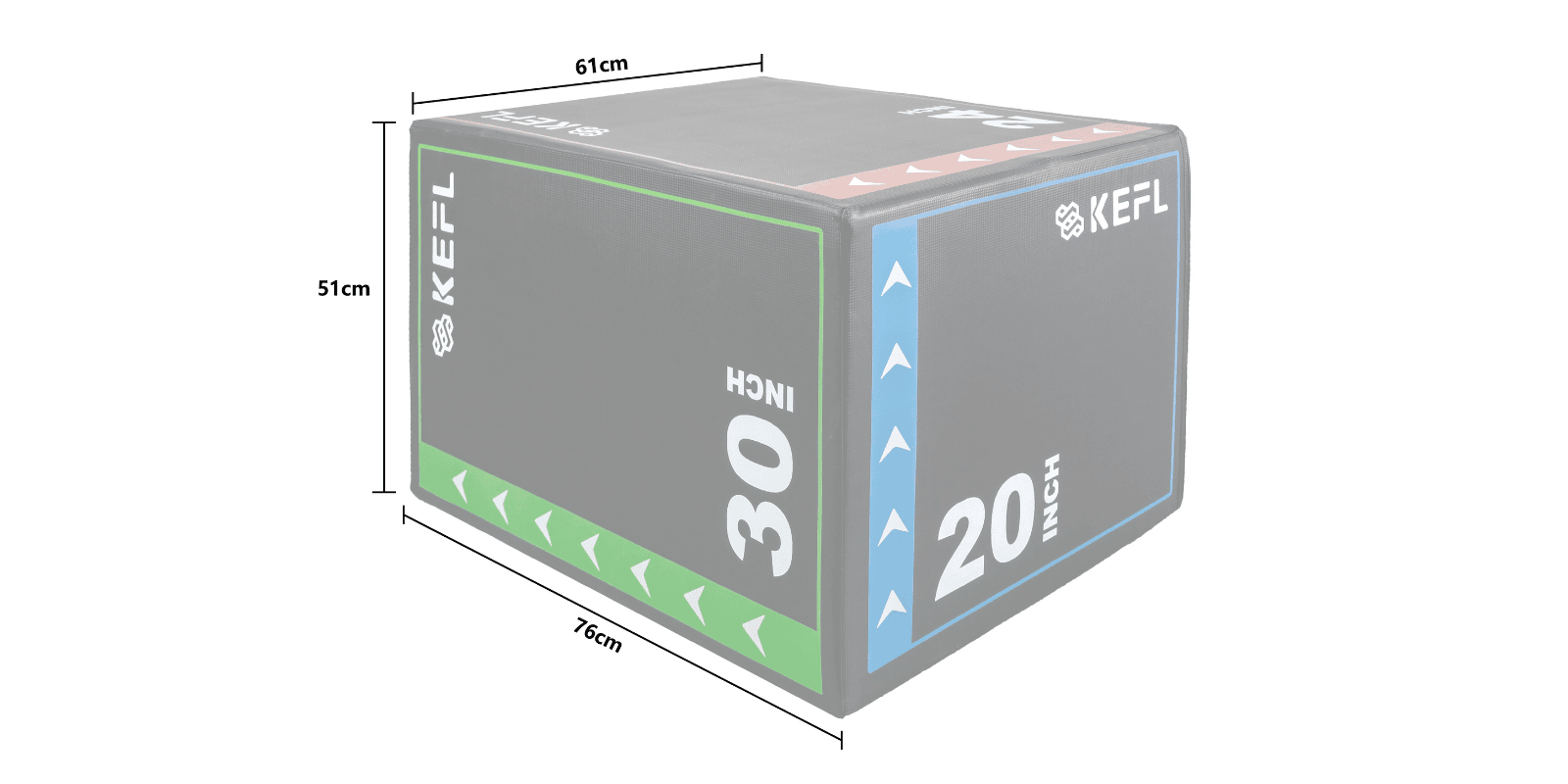 KEFL 3 in 1 Soft Plyo Jump Box - 30" X 24" X 20" - KEFL