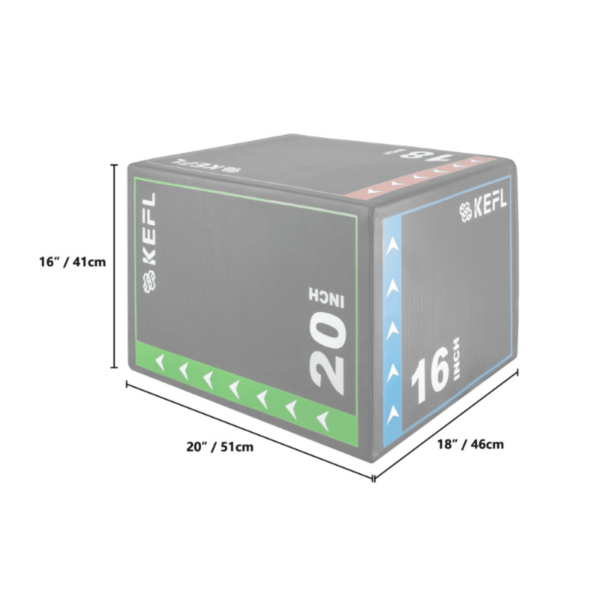 KEFL 3 in 1 Soft Plyometric Jump Box - 20" x 18" x 16"