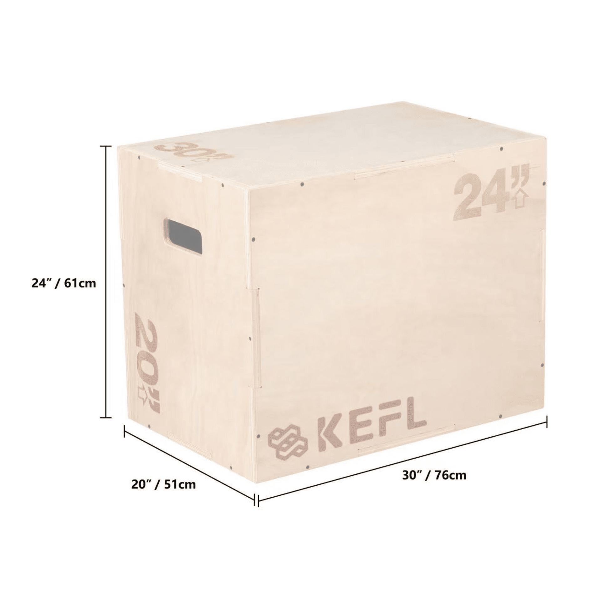 KEFL 3 in 1 Wooden Plyo Jump Box - 30" X 24" X 20"