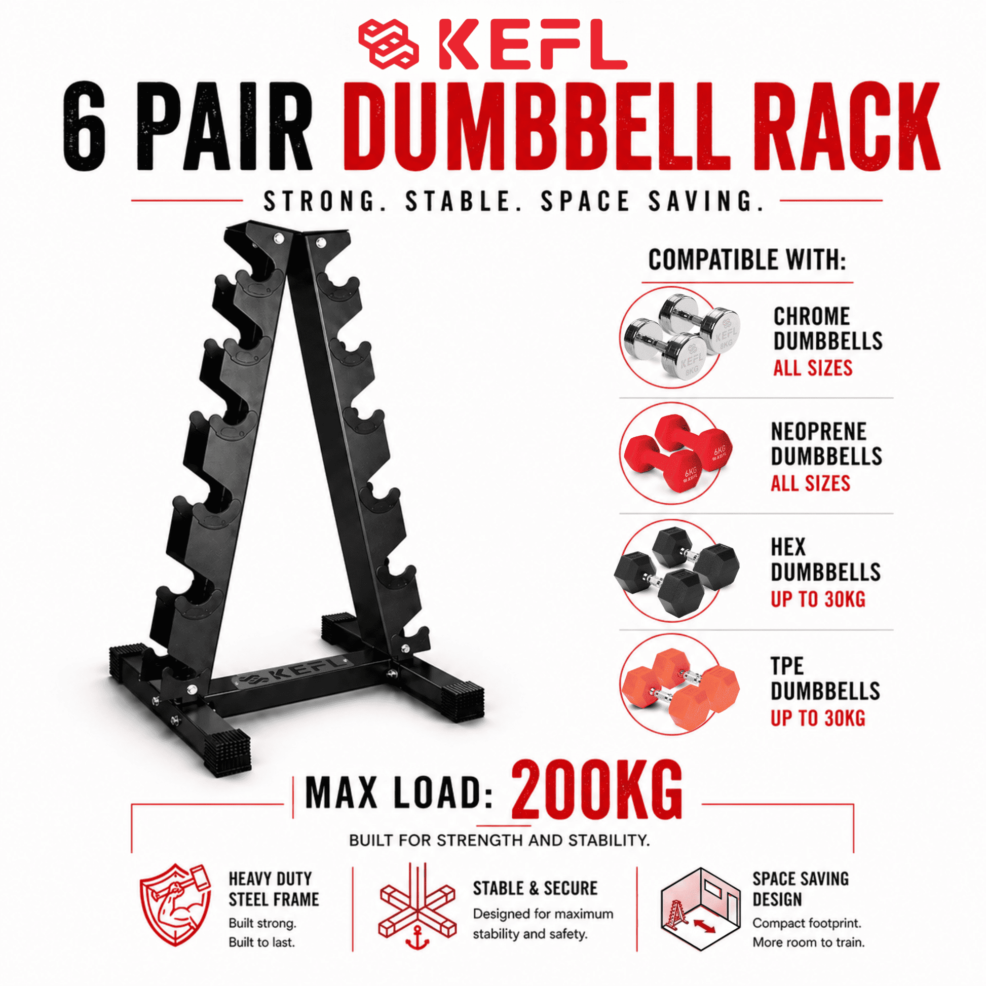 KEFL 6 Pair Vertical Dumbbell Rack