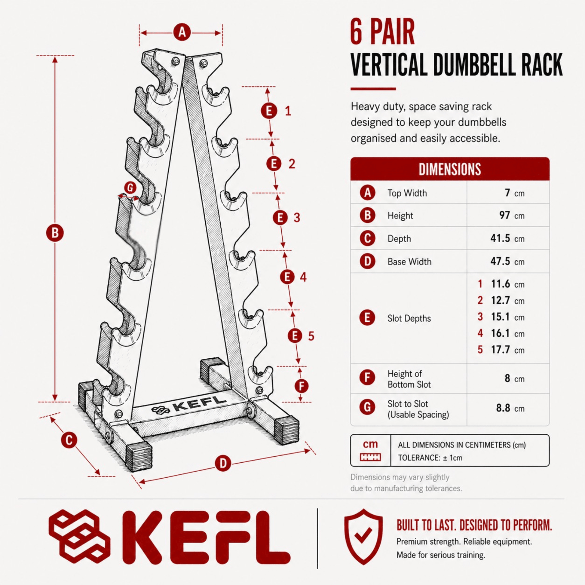 KEFL 6 Pair Vertical Dumbbell Rack