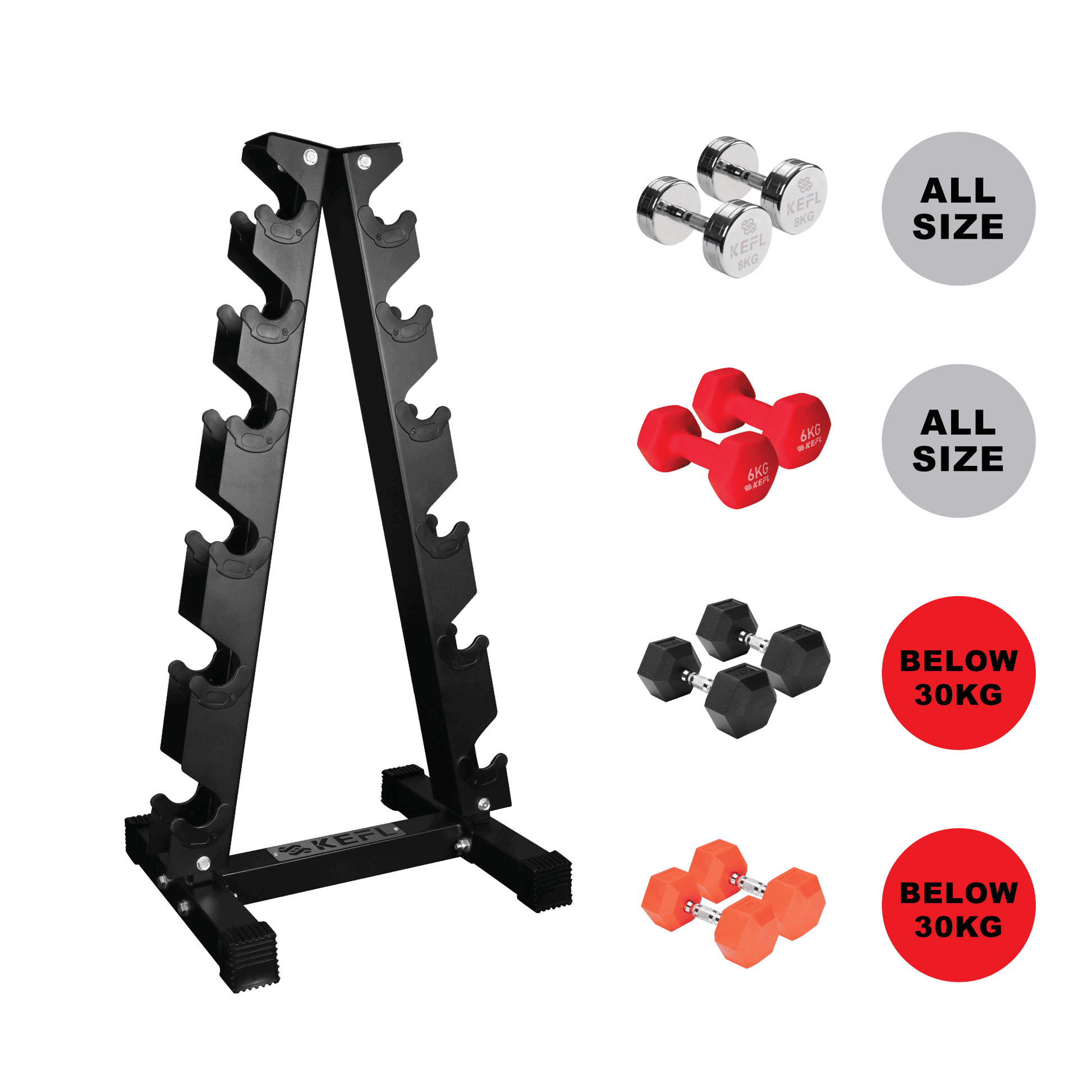 KEFL 6 Pair Vertical Dumbbell Rack
