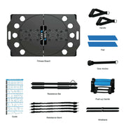 KEFL 9 in 1 Fitness Board Set Home Gym Kit With Resistance Bands Pilates Portable Workout - KEFL