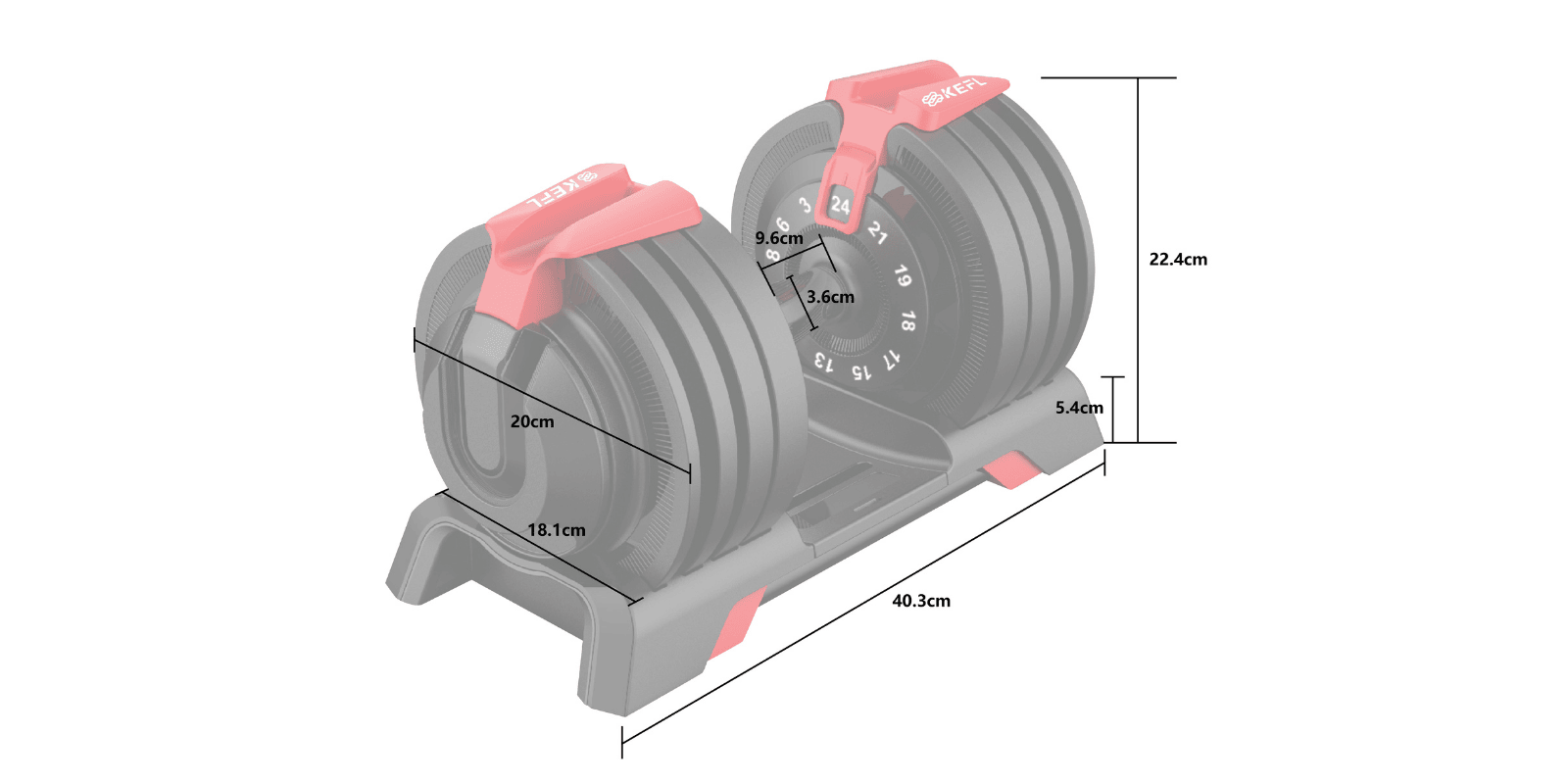 KEFL Adjustable Select Tech Dumbbell 24KG - KEFL