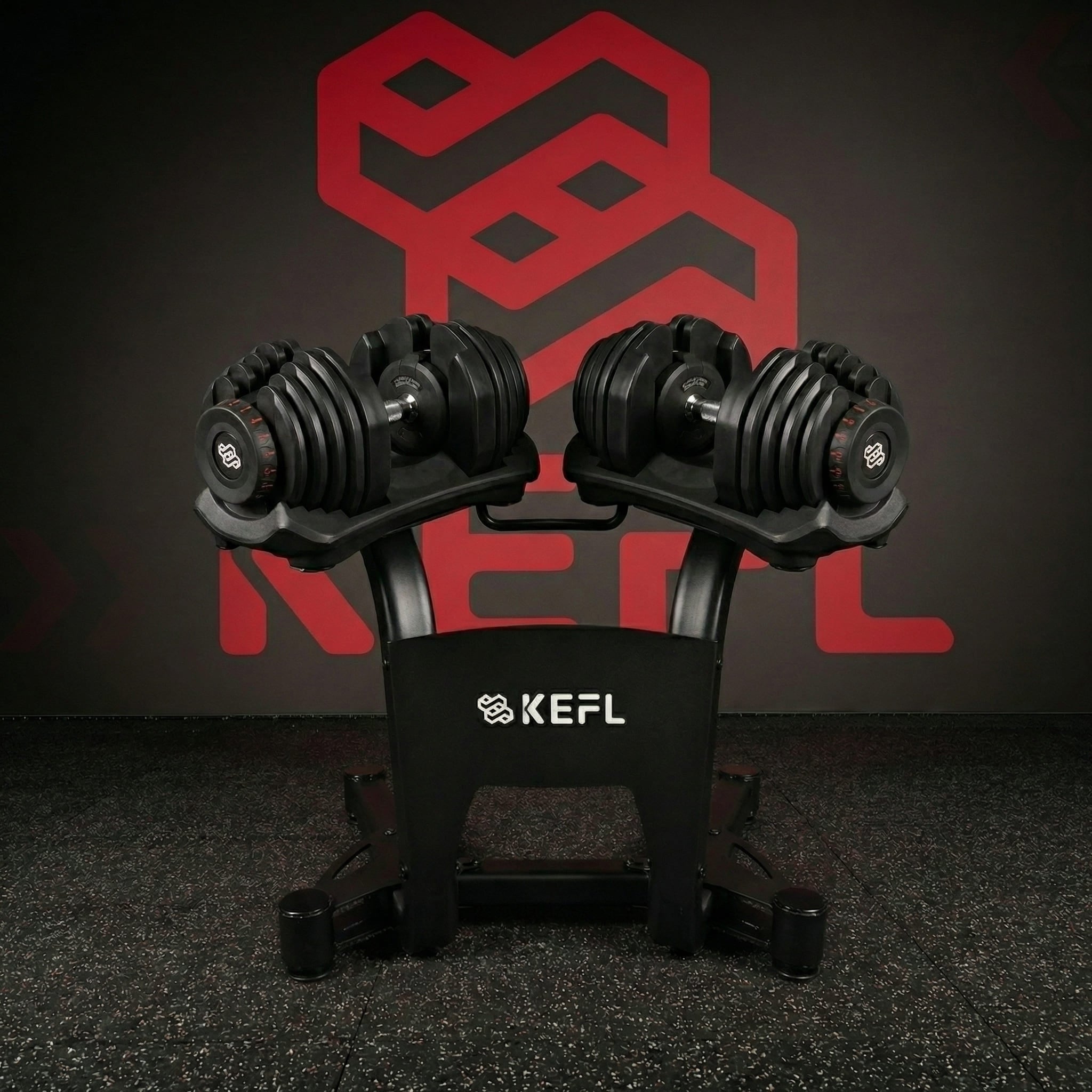 KEFL Adjustable Select Tech Dumbbell Stand - 24KG dumbbells