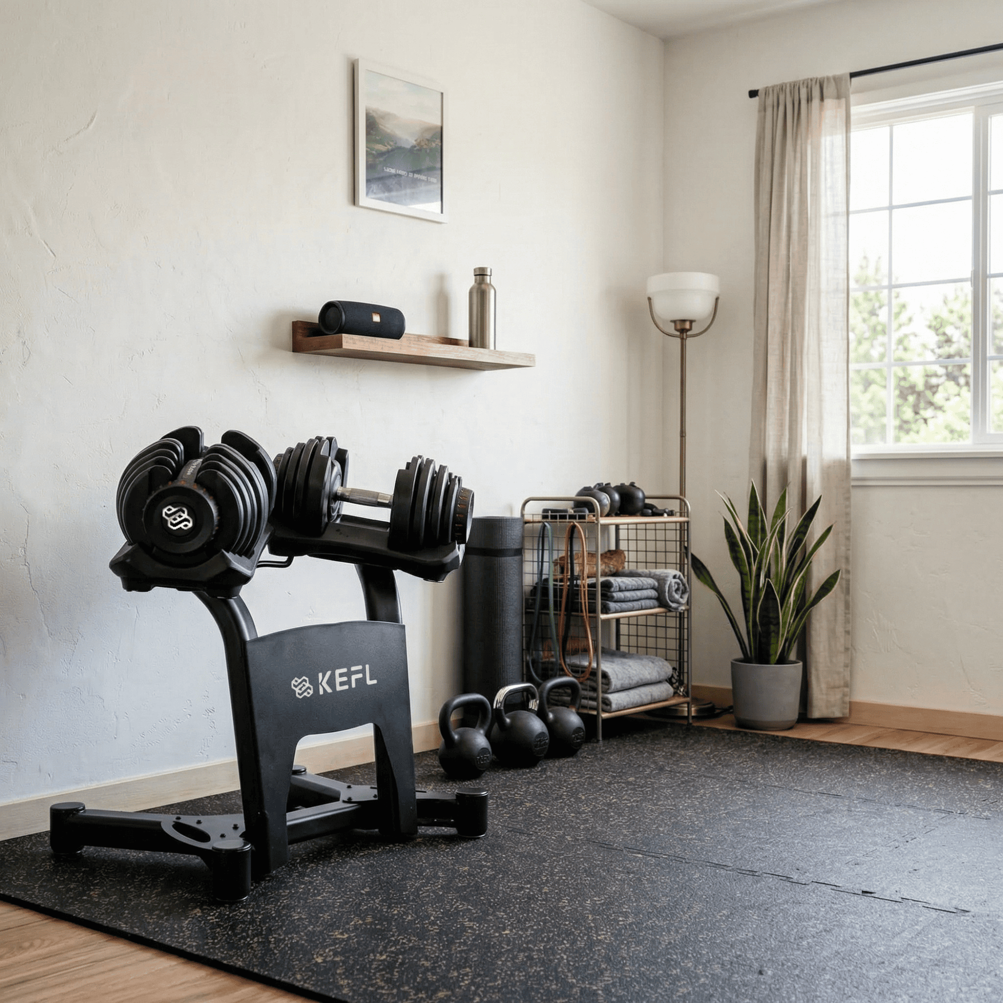 KEFL Adjustable Select Tech Dumbbell Stand - 24KG dumbbells