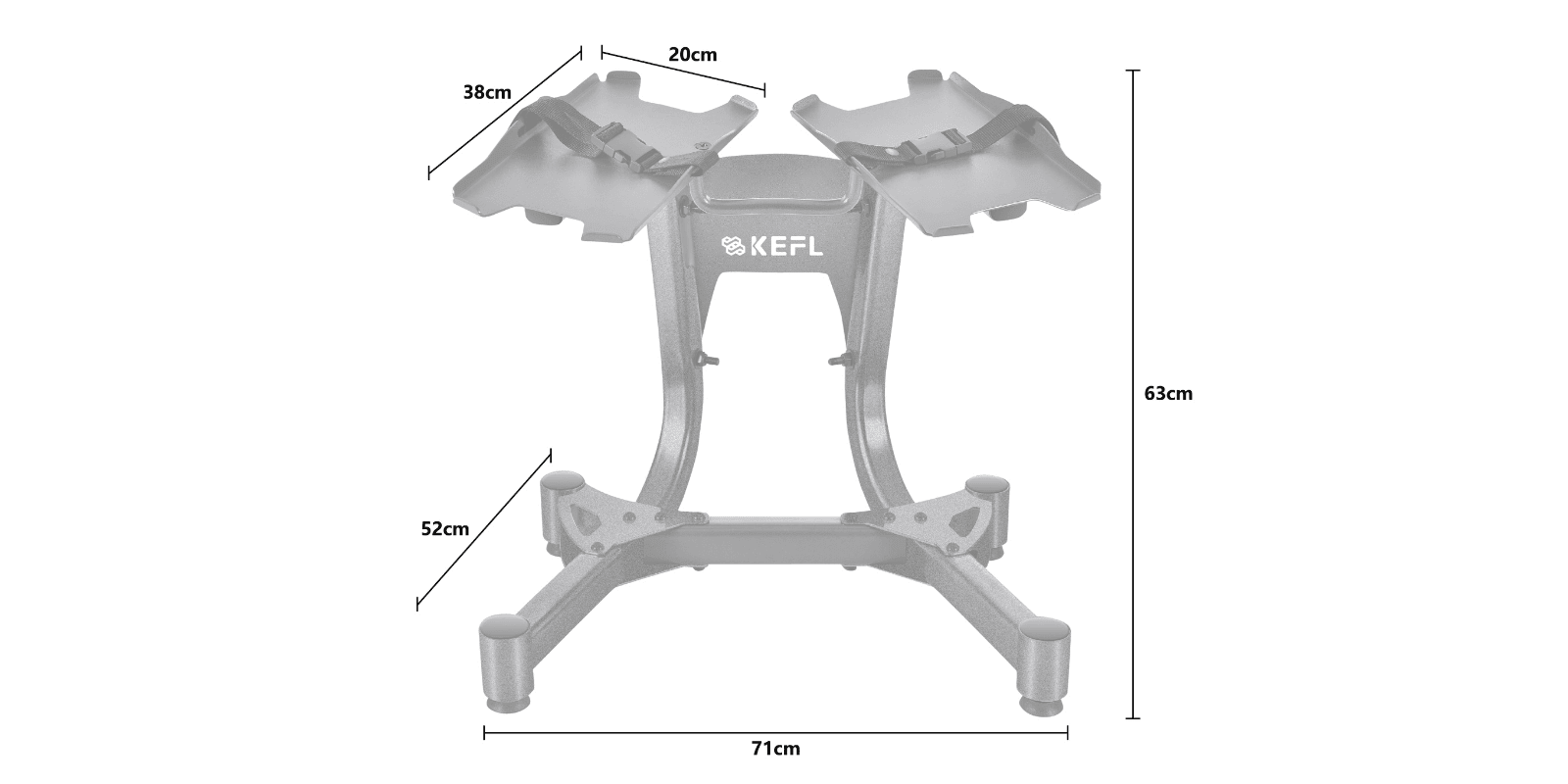 KEFL Adjustable Select Tech Dumbbell Stand - 24KG dumbbells