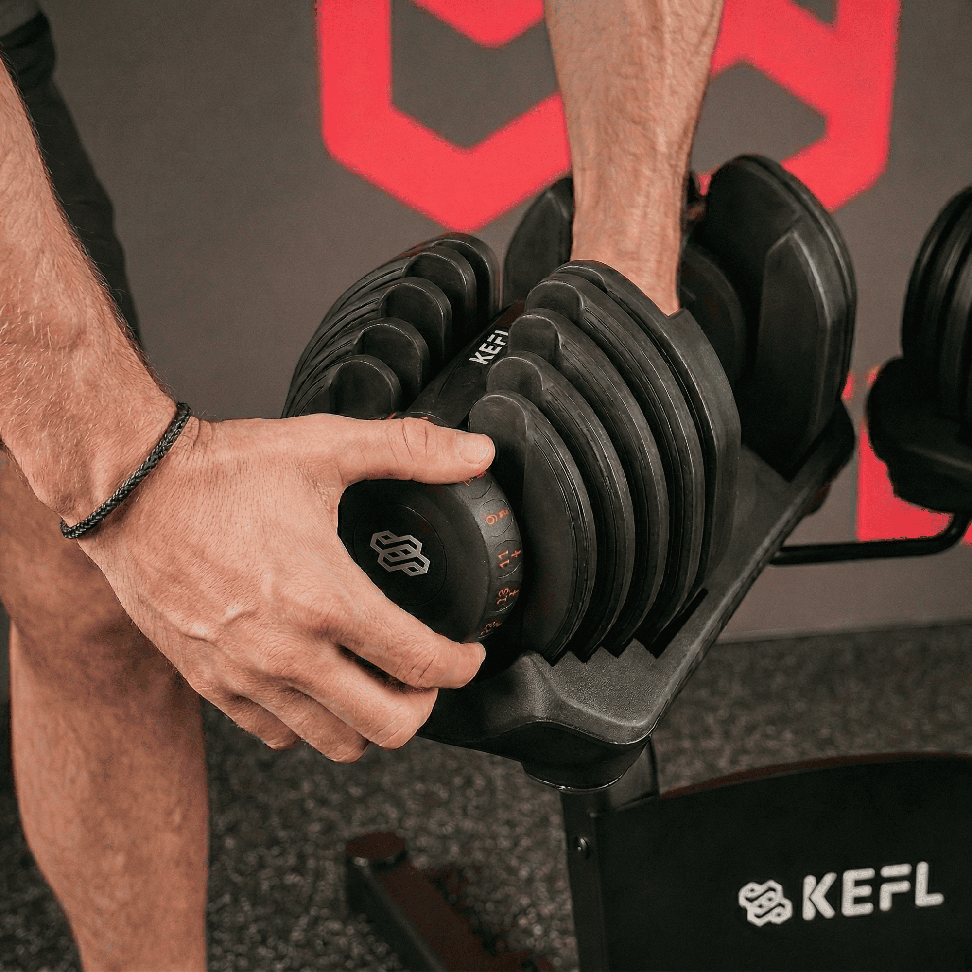 KEFL Adjustable Select Tech Dumbbell Stand - 24KG dumbbells