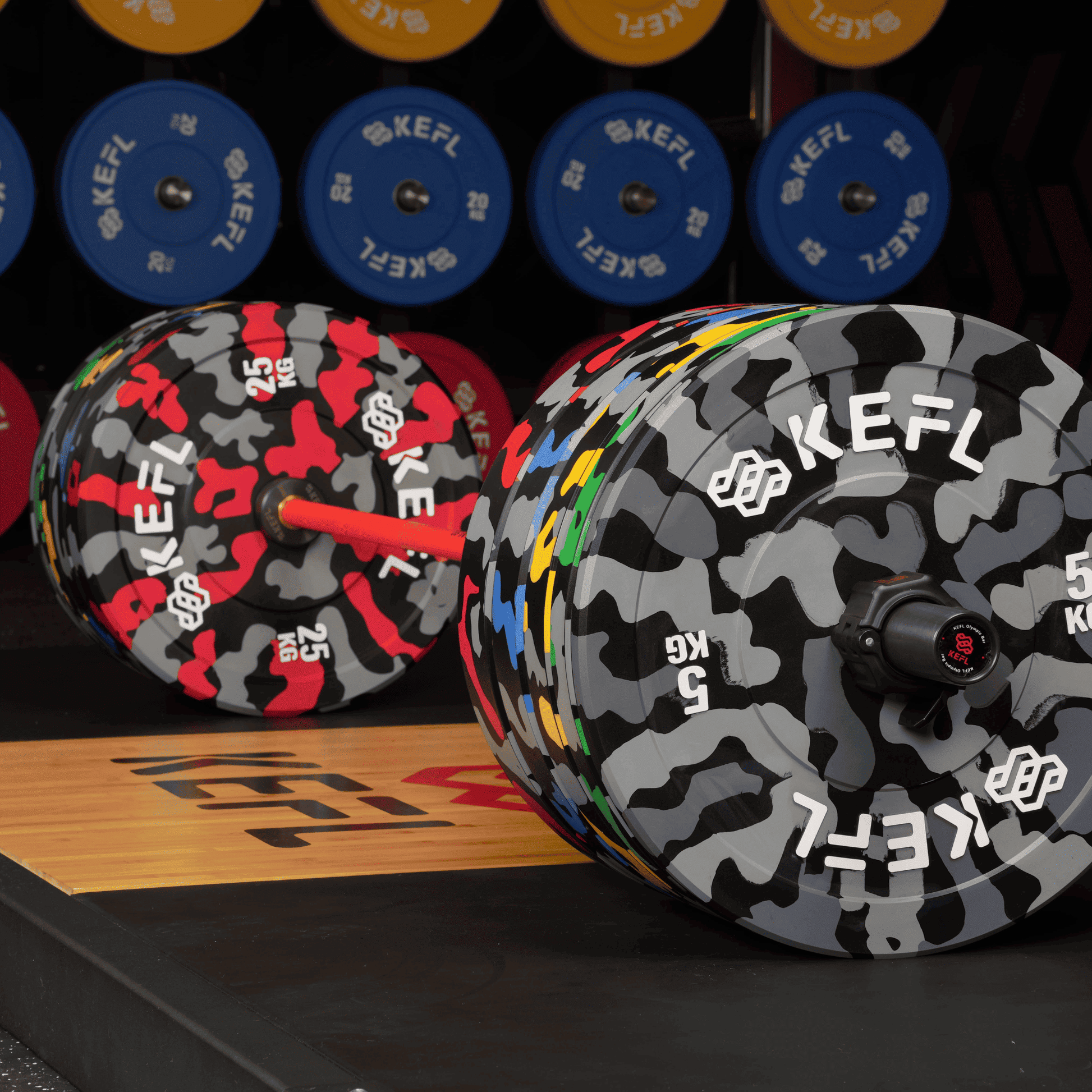 KEFL Camo Olympic Bumper Plates