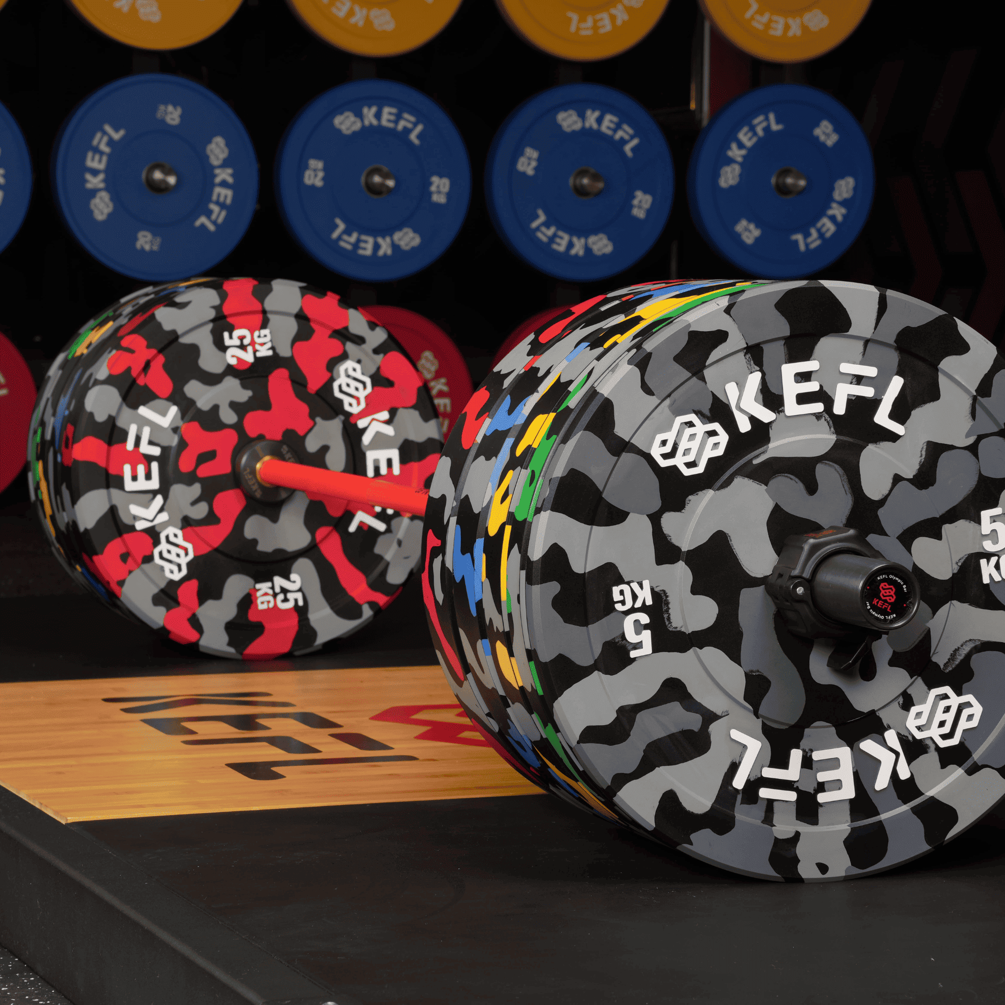 KEFL Camo Olympic Bumper Plates