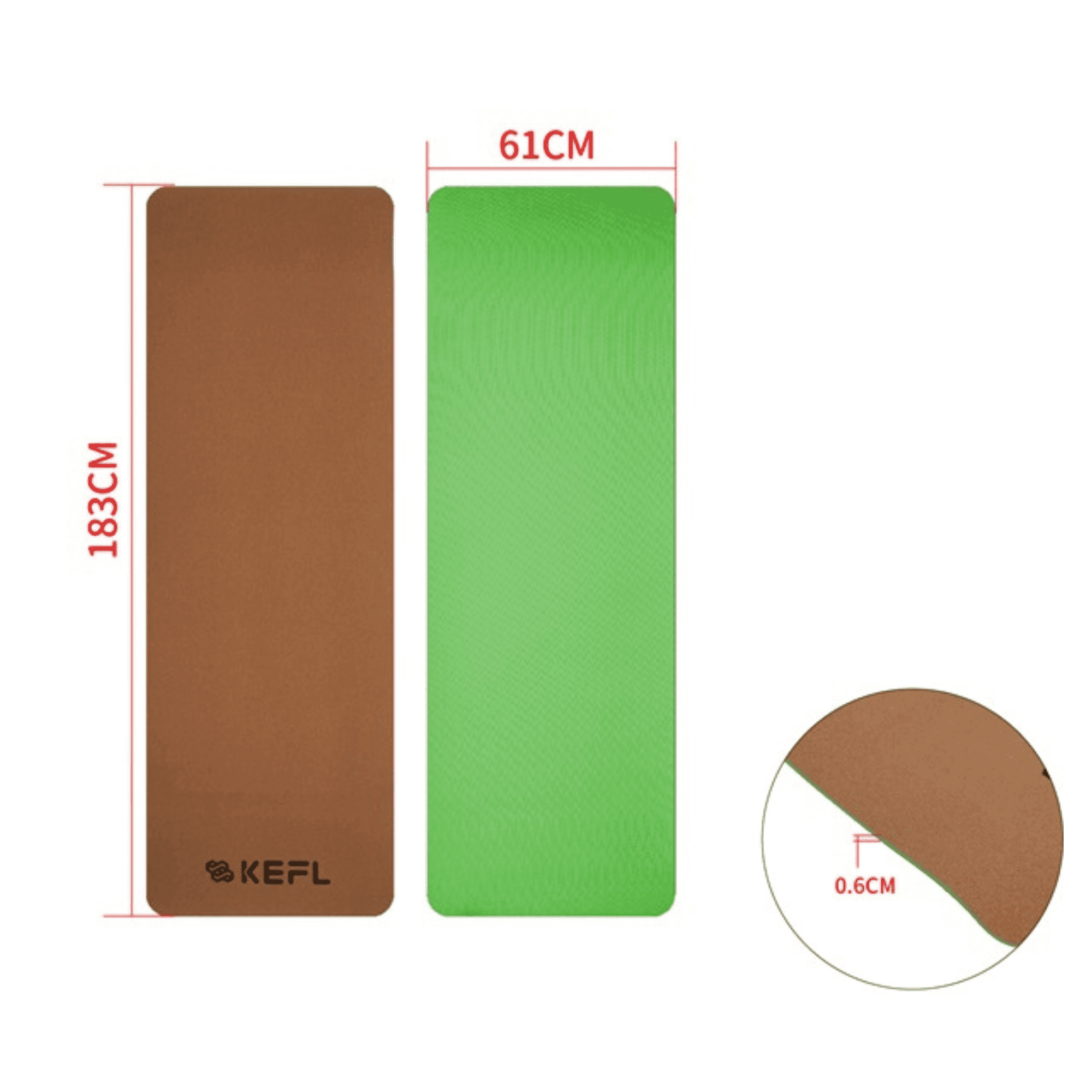KEFL Double Colour Cork Yoga Mat - Free Carry Strap