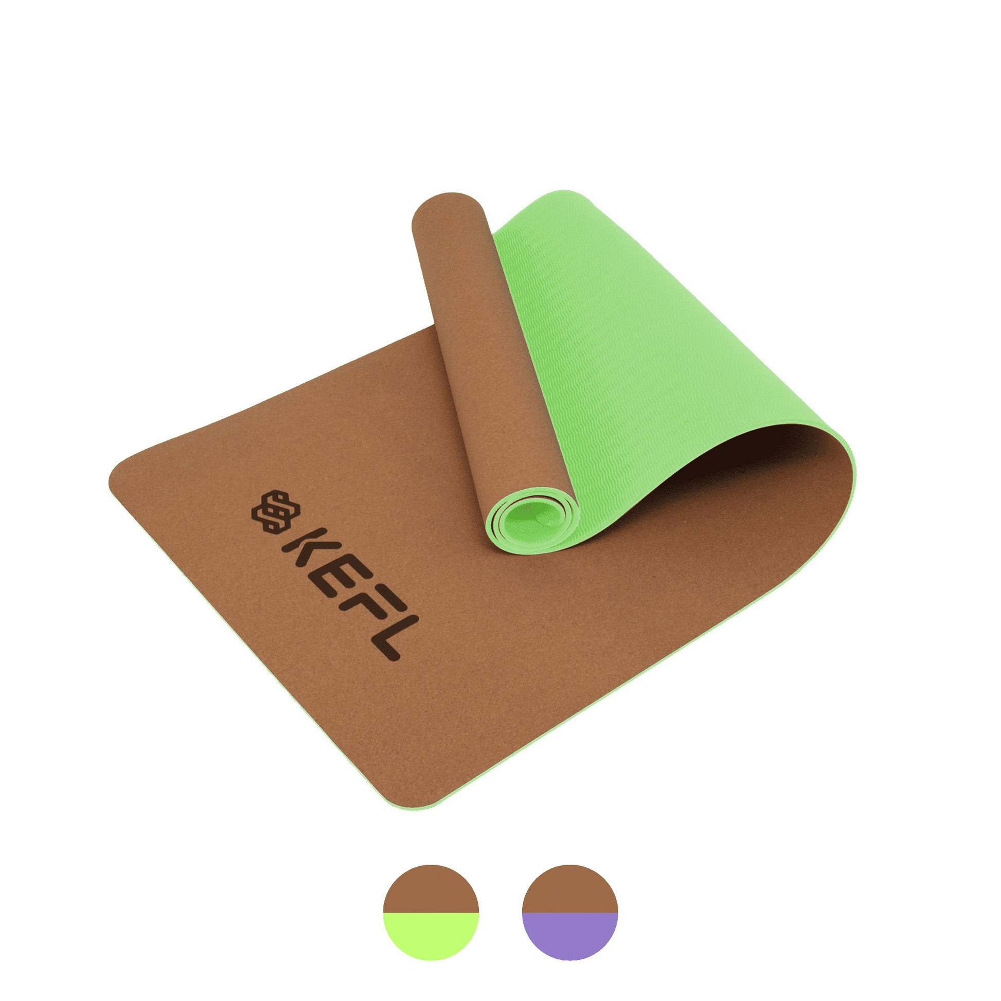 KEFL Double Colour Cork Yoga Mat - Free Carry Strap