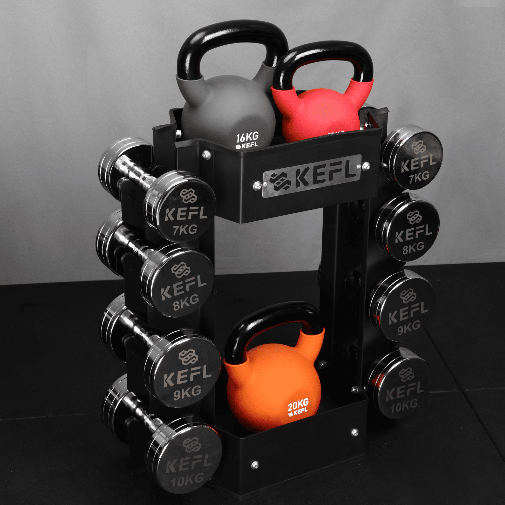 KEFL Dumbbell and Kettlebell Storage Rack