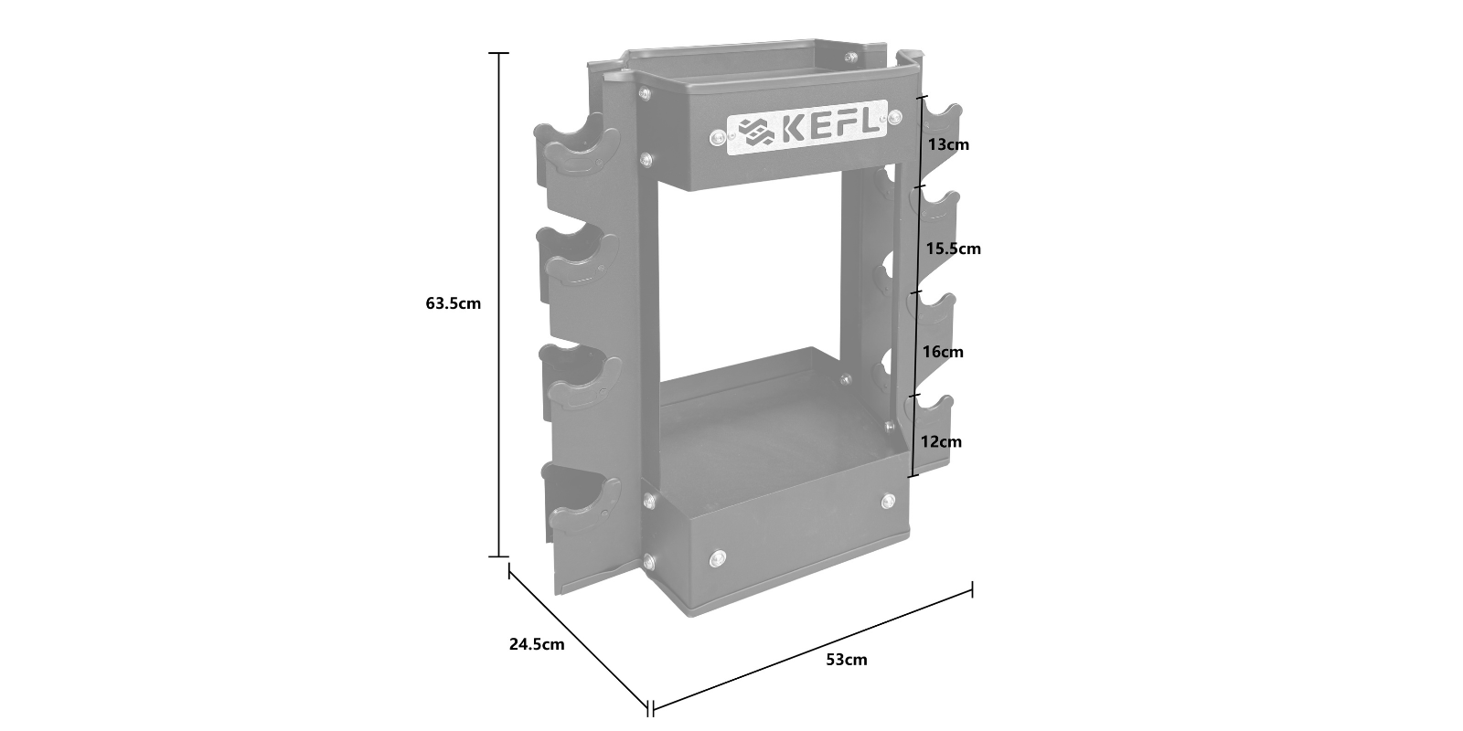 KEFL Dumbbell and Kettlebell Storage Rack