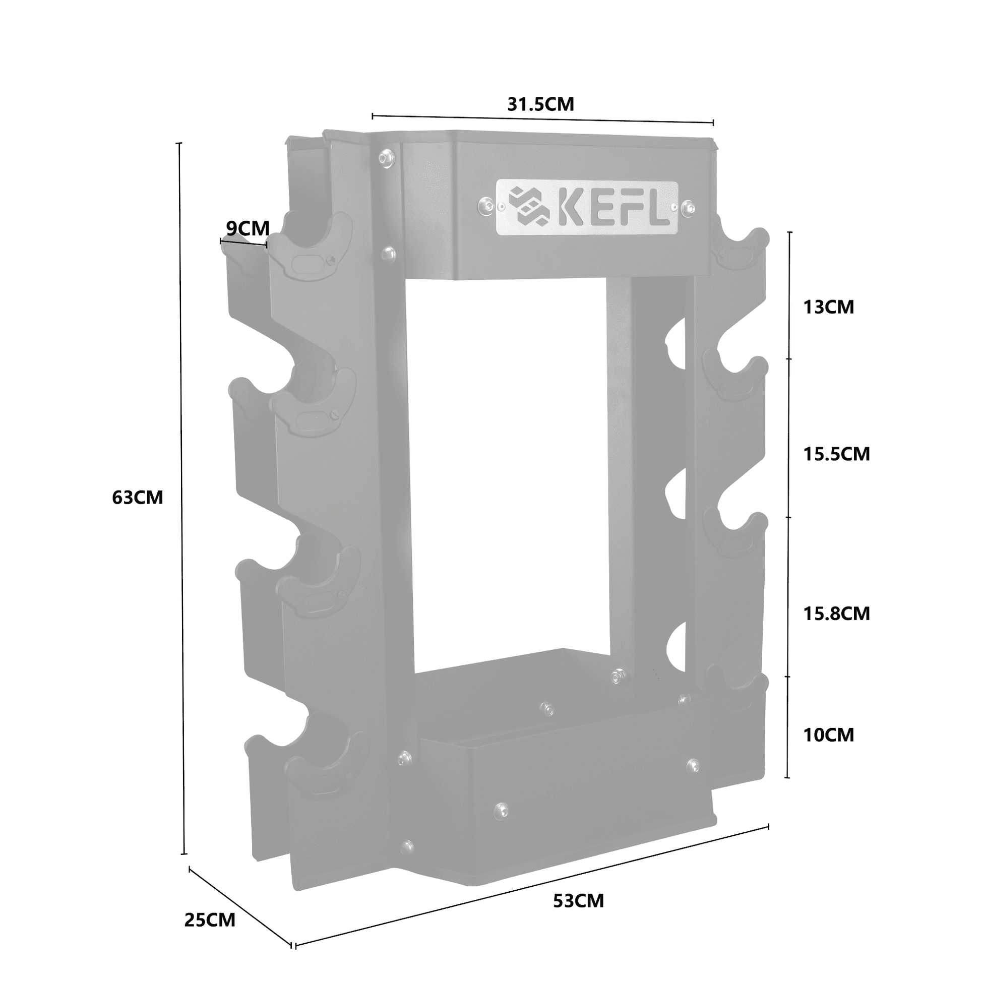 KEFL Dumbbell and Kettlebell Storage Rack