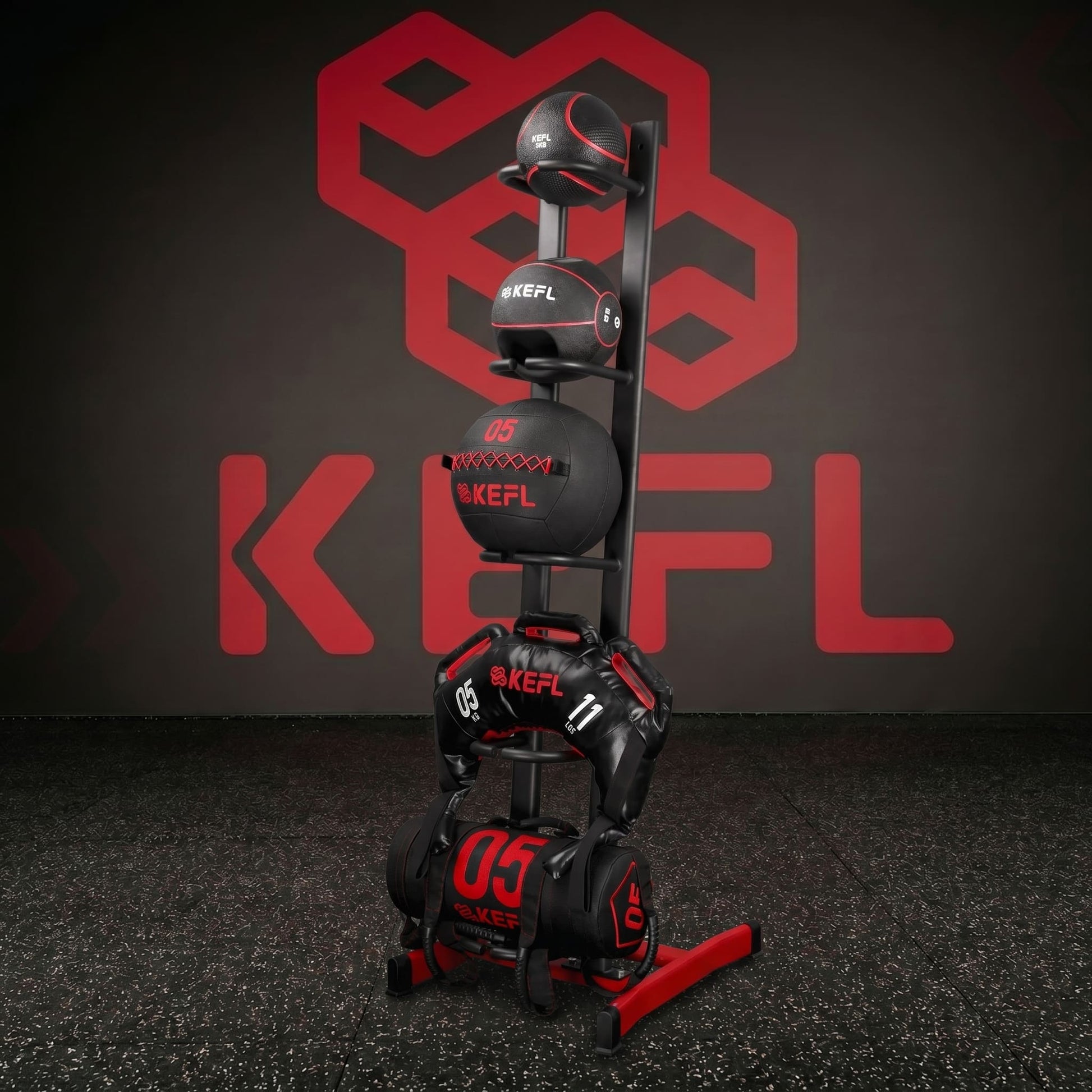 KEFL Medicine Wall Ball & Sandbag Storage Rack