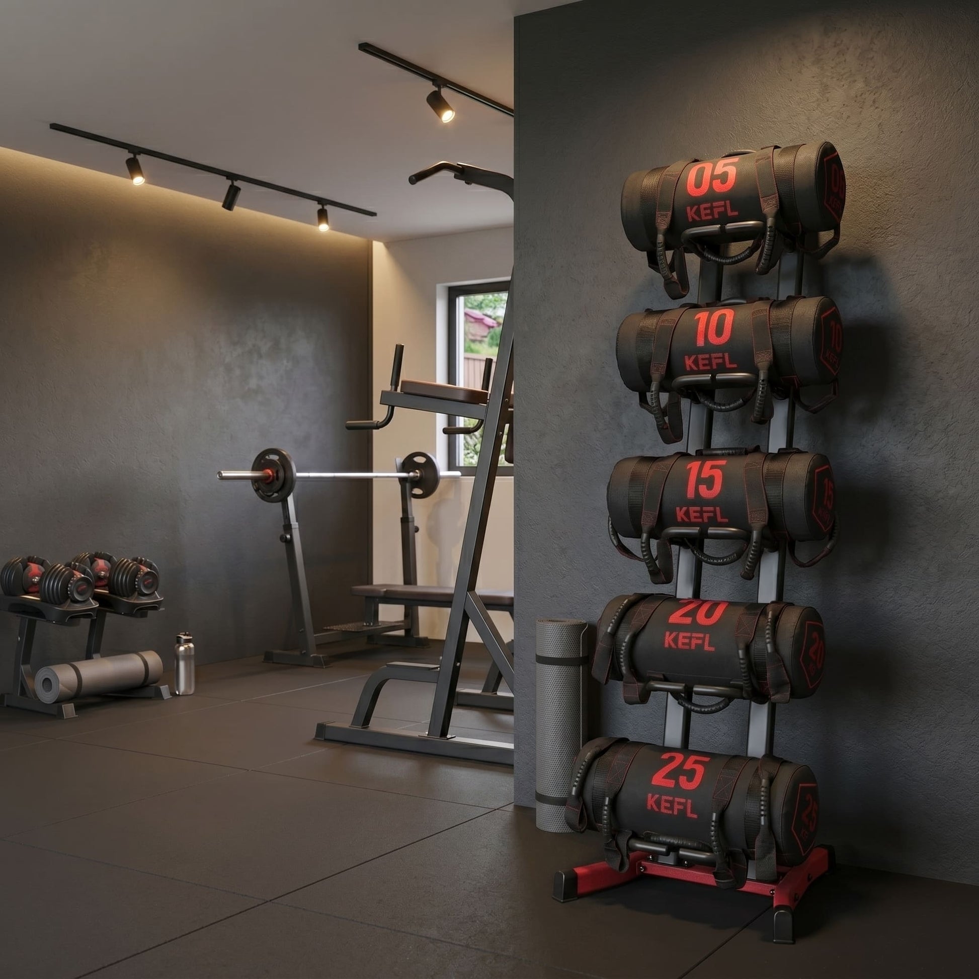 KEFL Medicine Wall Ball & Sandbag Storage Rack