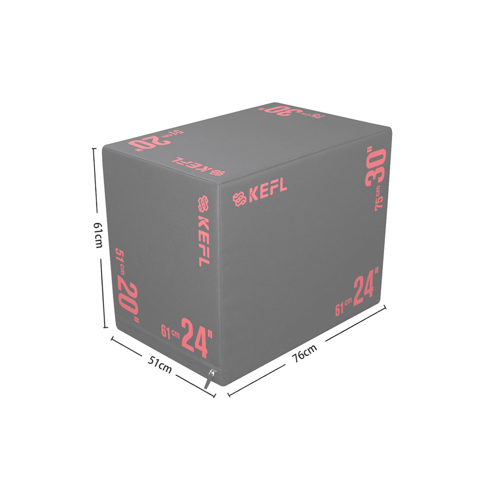 KEFL Premium 3 in 1 Soft Plyo Jump Box - 30" X 24" X 20"