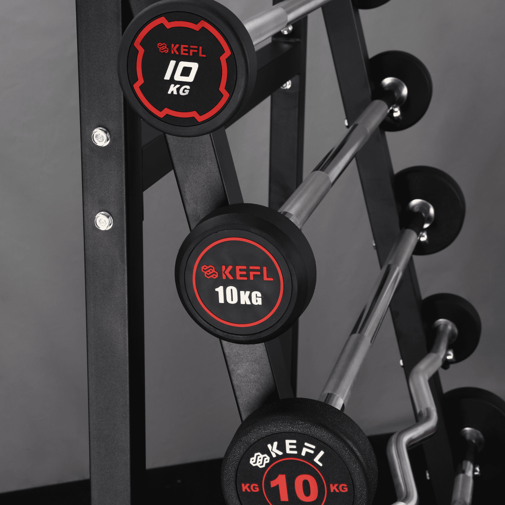 KEFL Rubber Barbell 5 Bar Rack
