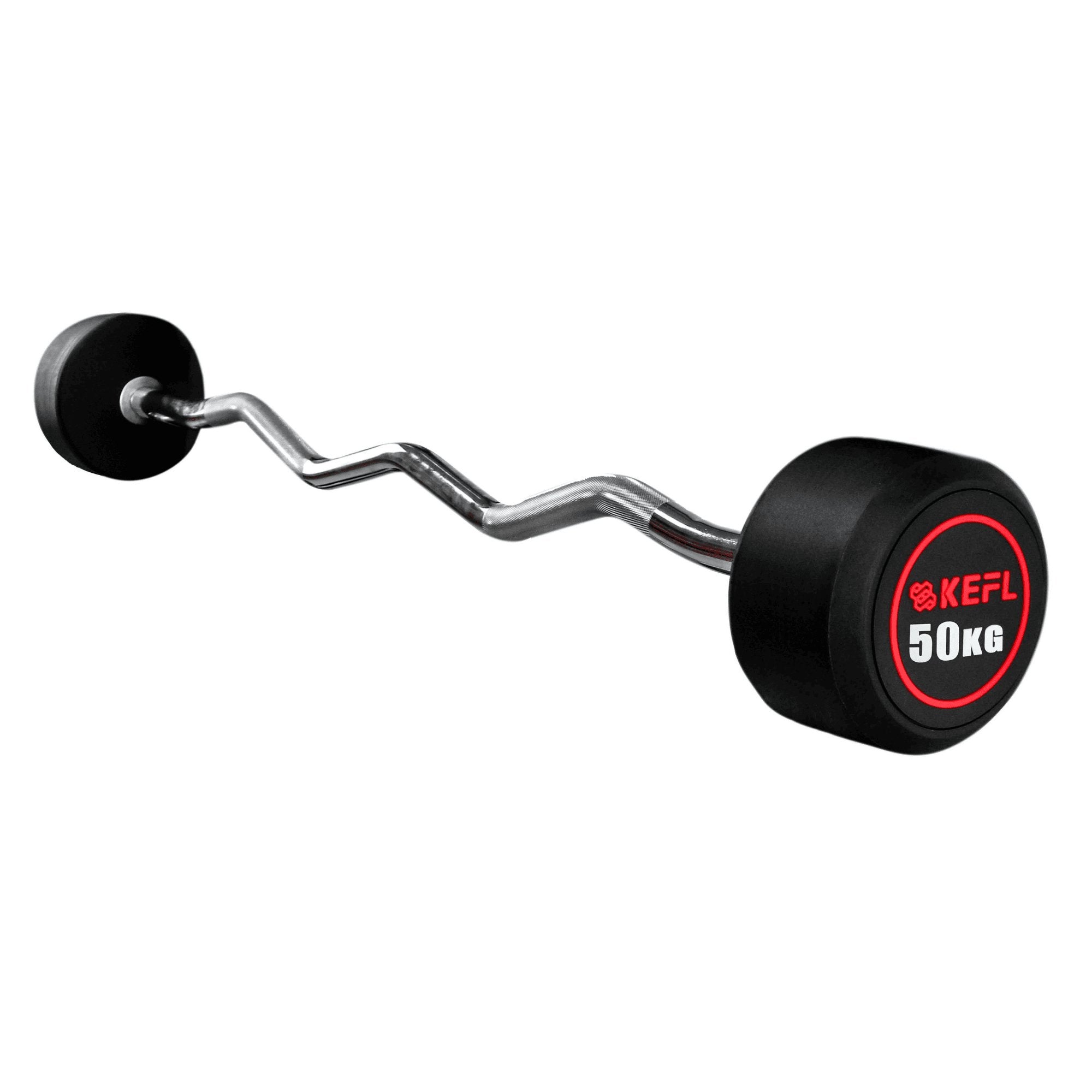 KEFL Rubber Barbell With EZ Curl Bar