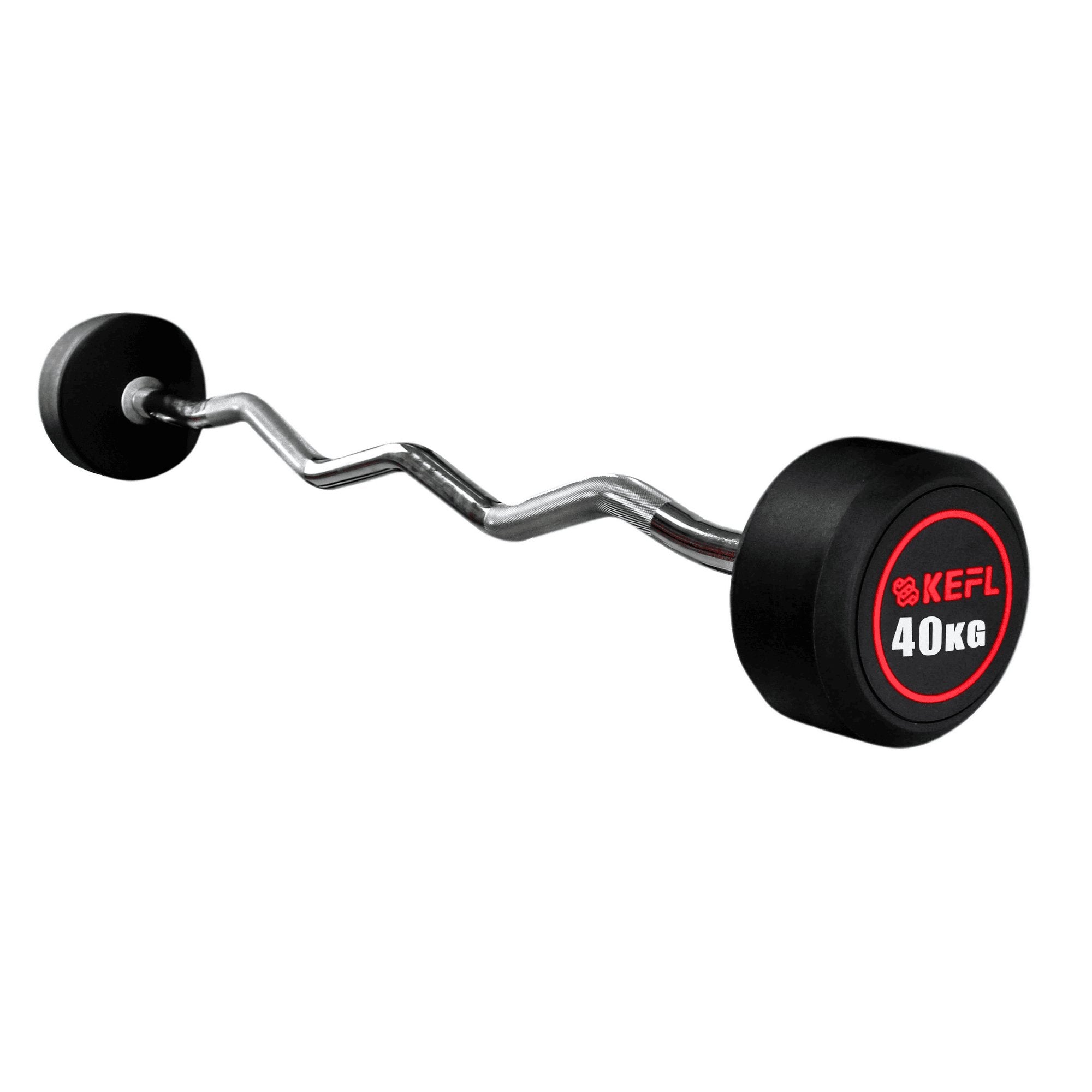 KEFL Rubber Barbell With EZ Curl Bar