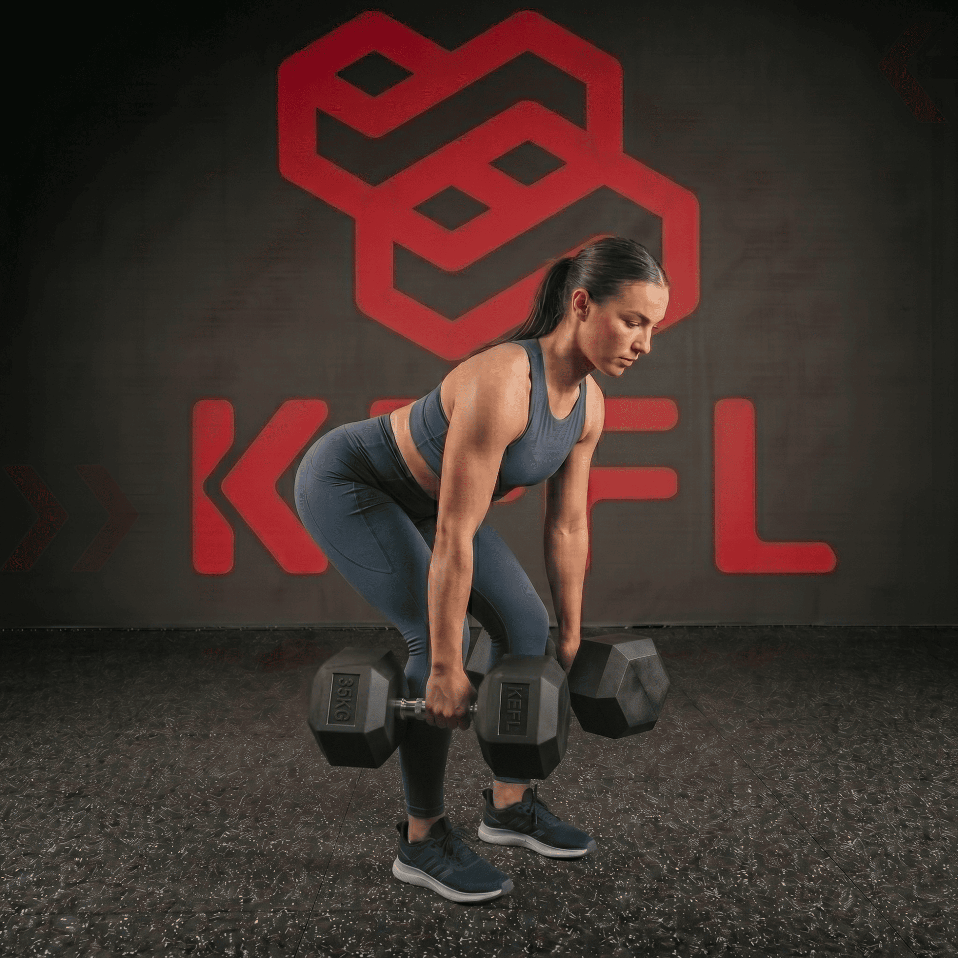 KEFL Rubber Hexagonal Dumbbell Set