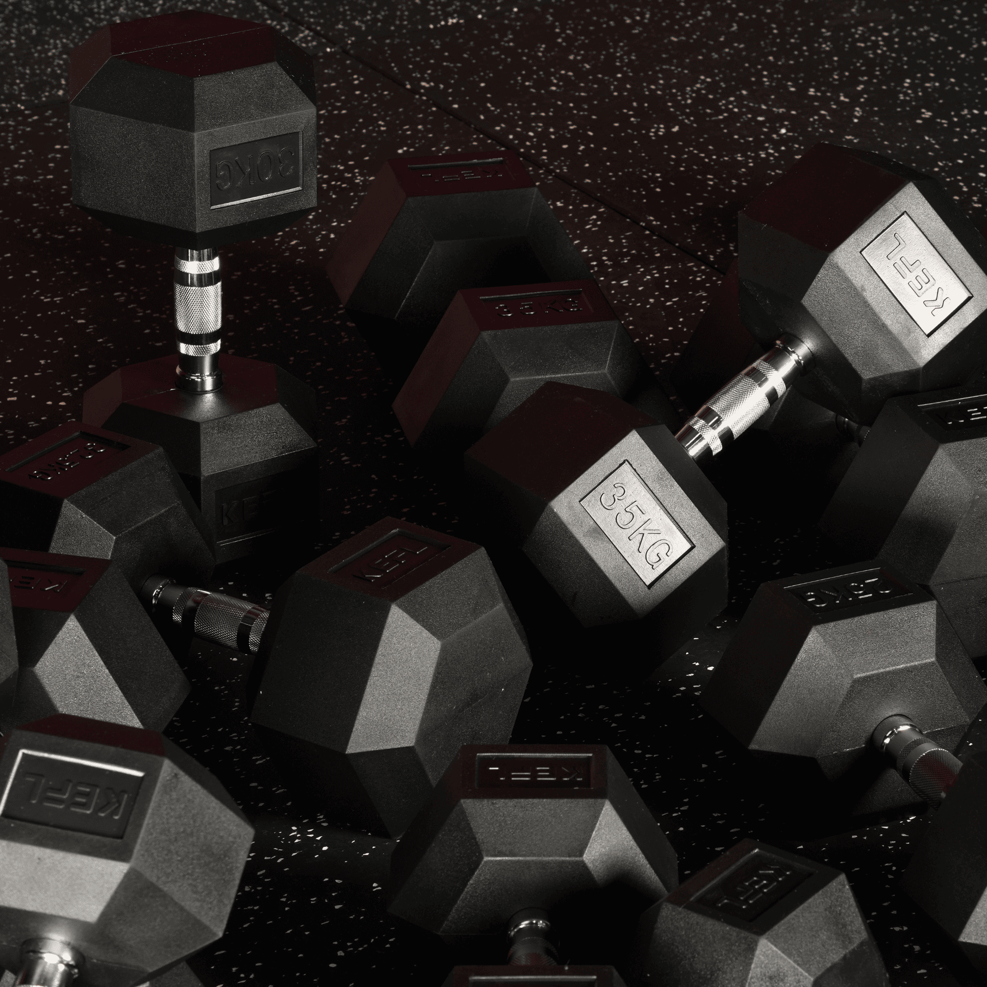 KEFL Rubber Hexagonal Dumbbell Set