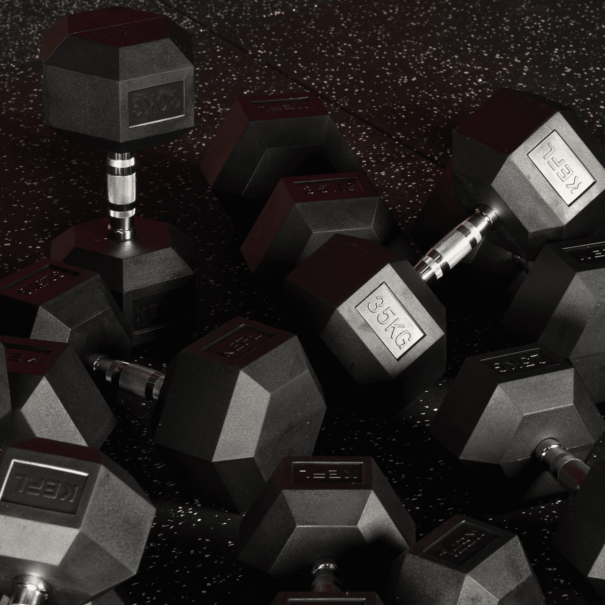 KEFL Rubber Hexagonal Dumbbell Set