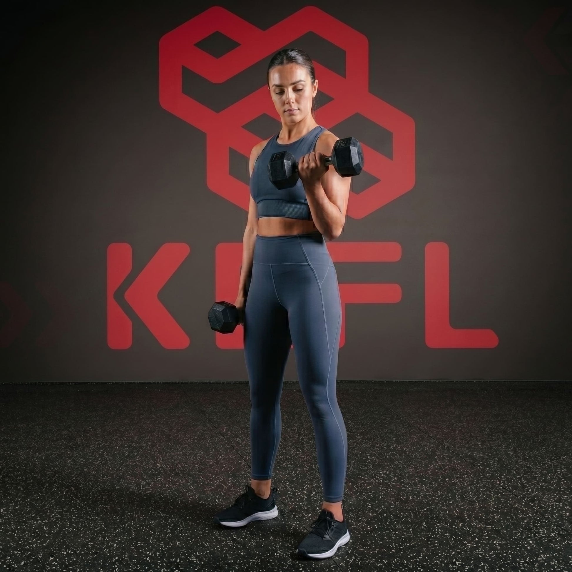 KEFL Rubber Hexagonal Dumbbell Set