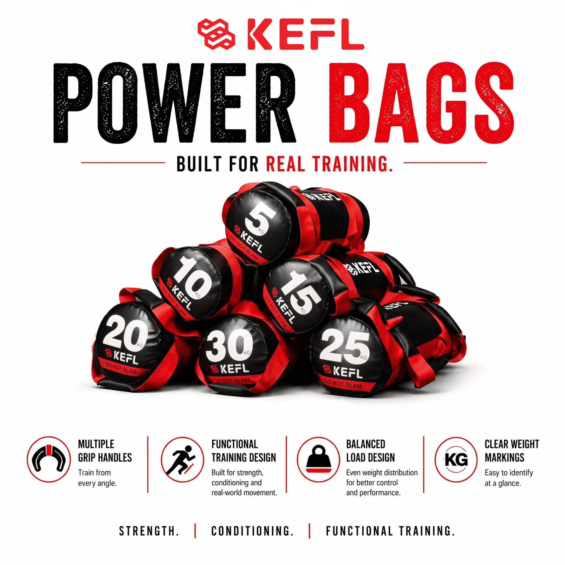KEFL Sports Power Bags - Black