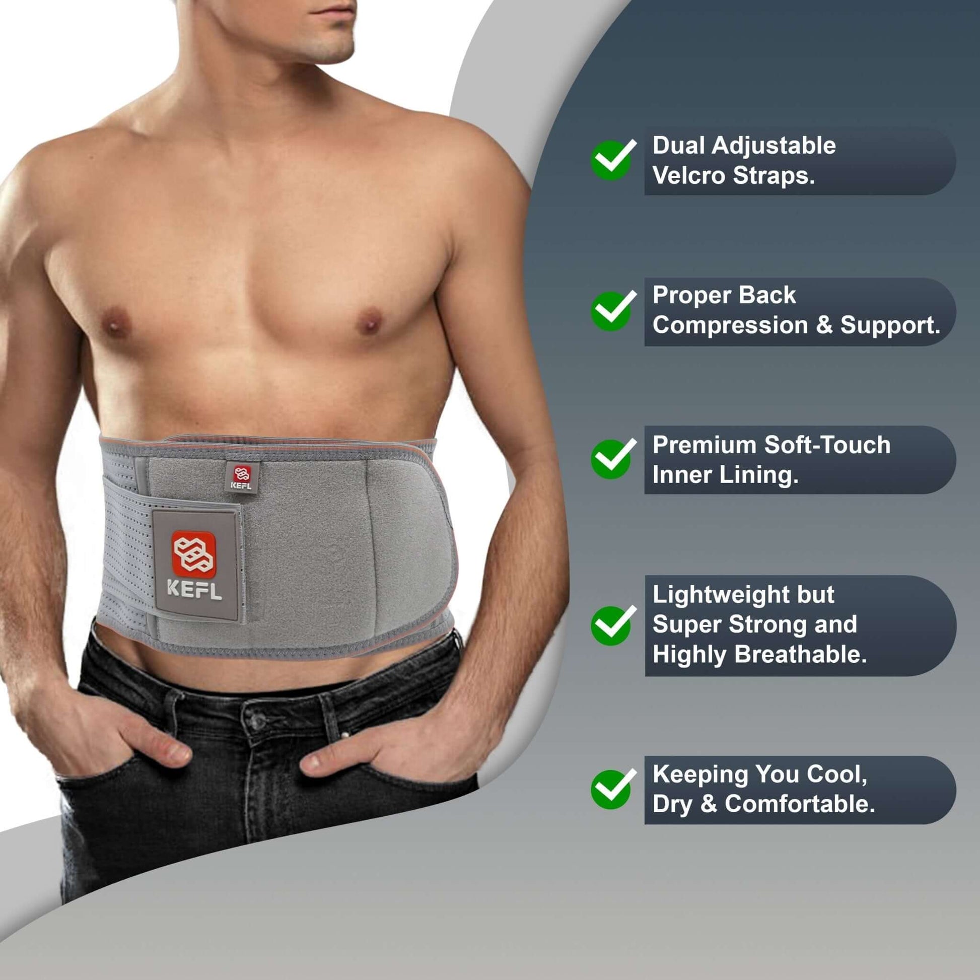 Back Lumbar Support with Double Banded Strong Compression Pull Straps