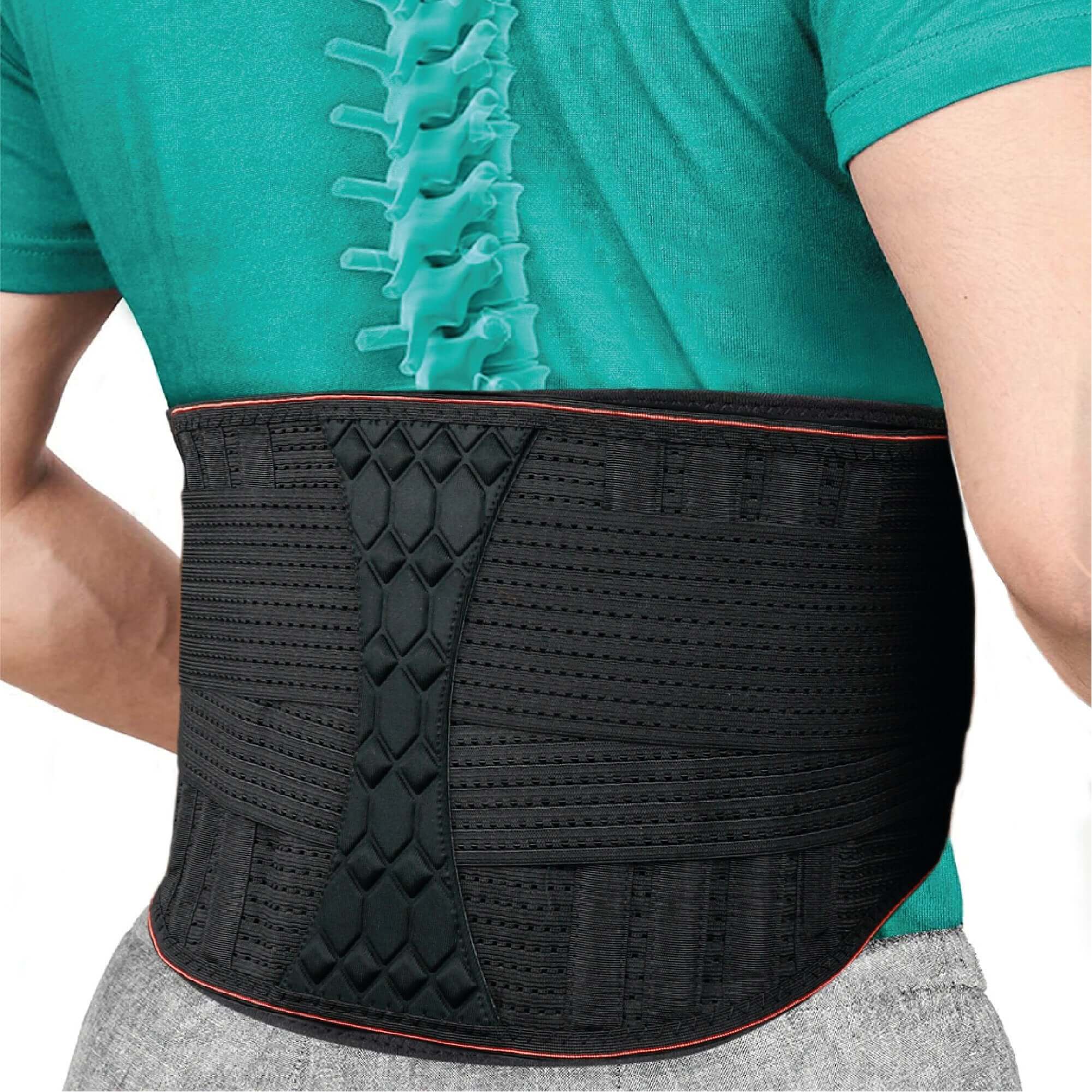 Back Lumbar Support with Double Banded Strong Compression Pull Straps - KEFLUK