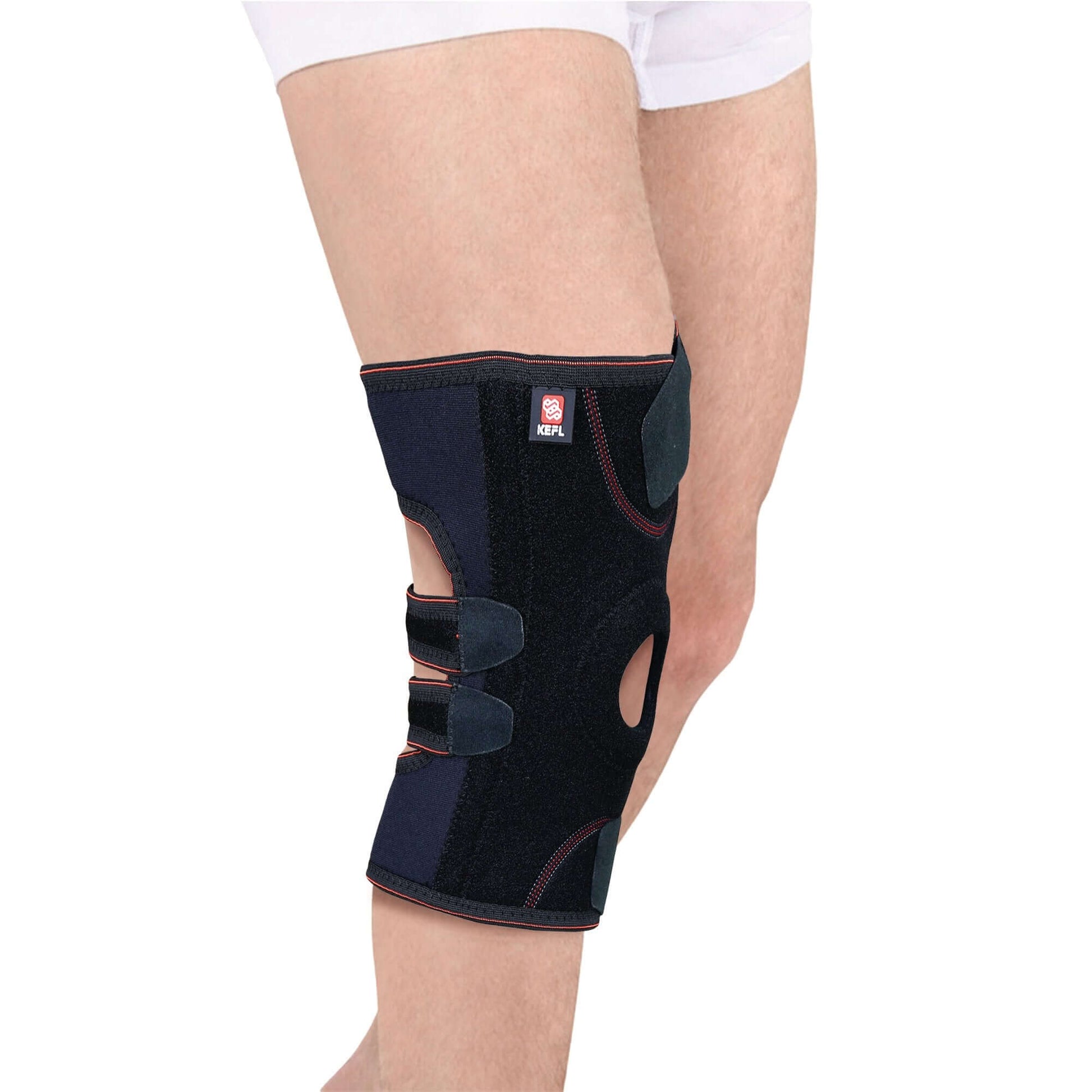 Extended Knee Support Open Patella Brace with Straps