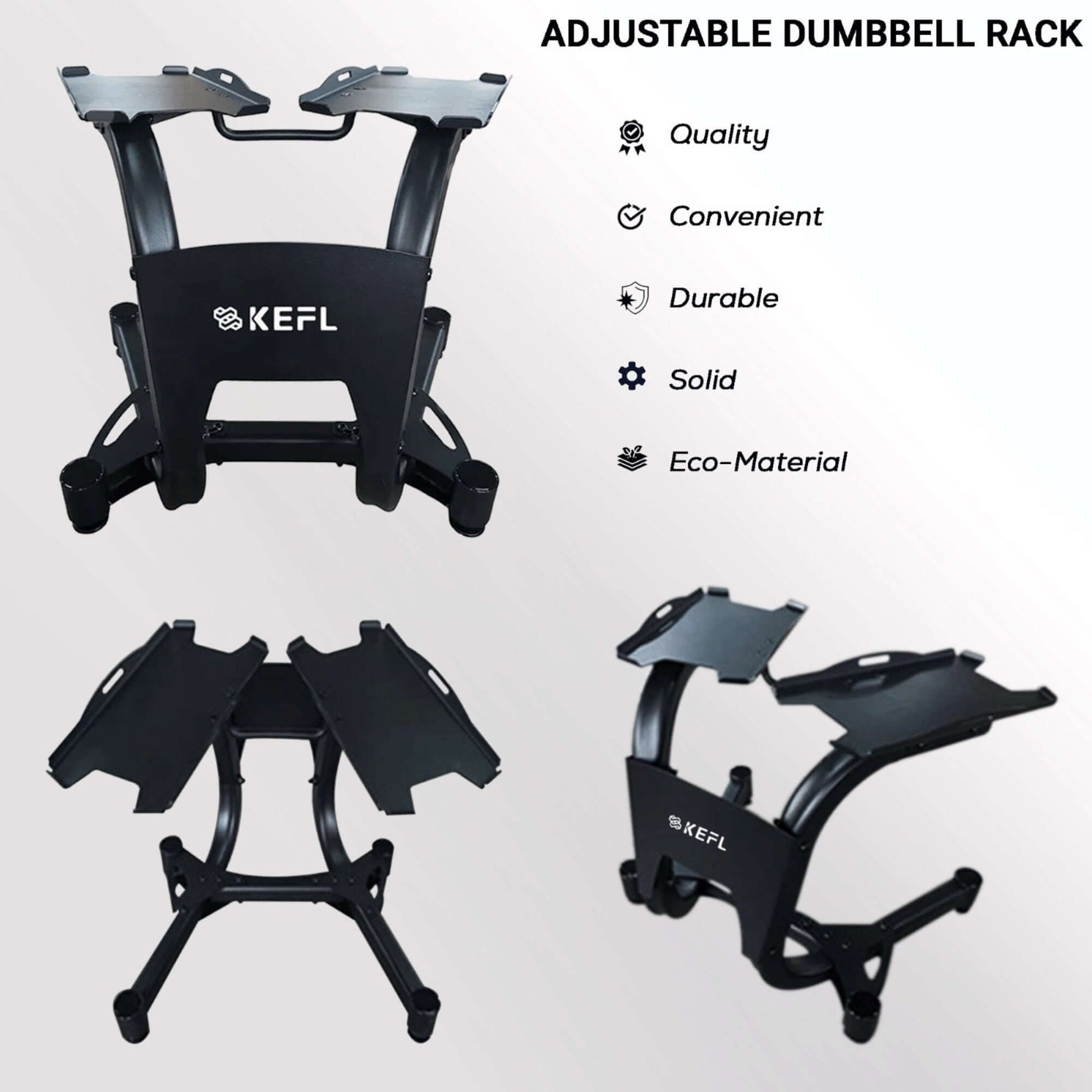KEFL Adjustable Select Tech Dumbbell Stand - 24KG dumbbells