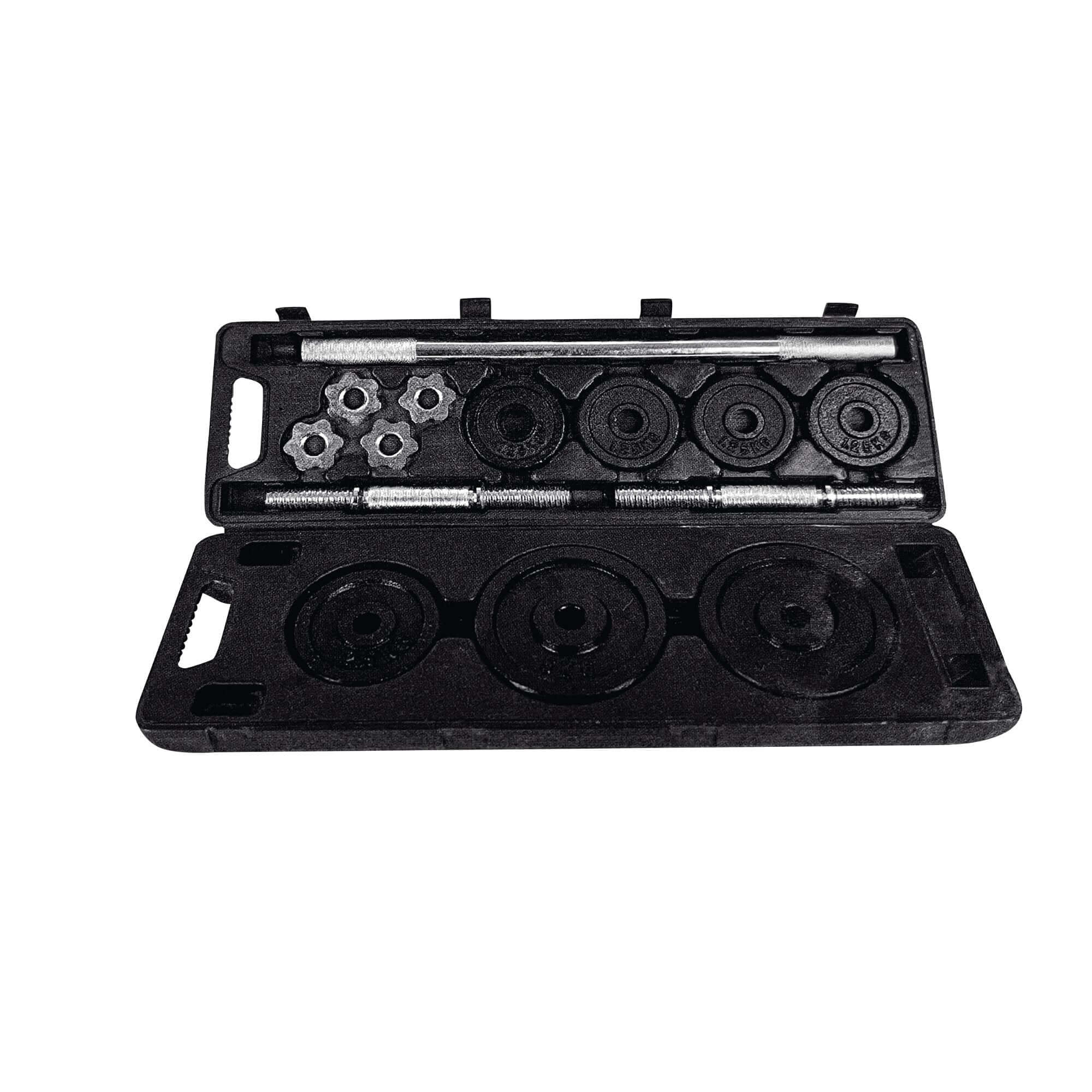 KEFL Cast Iron Adjustable Dumbbell 20/30/50KG Sets - Black/Chrome