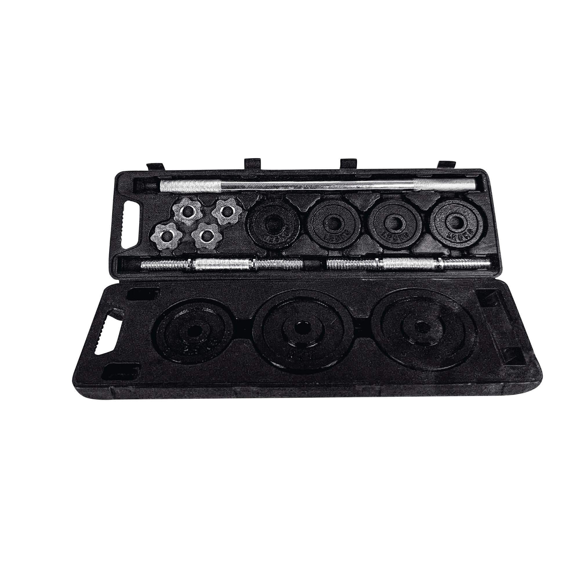KEFL Cast Iron Adjustable Dumbbell 20/30/50KG Sets - Black/Chrome - KEFLUK