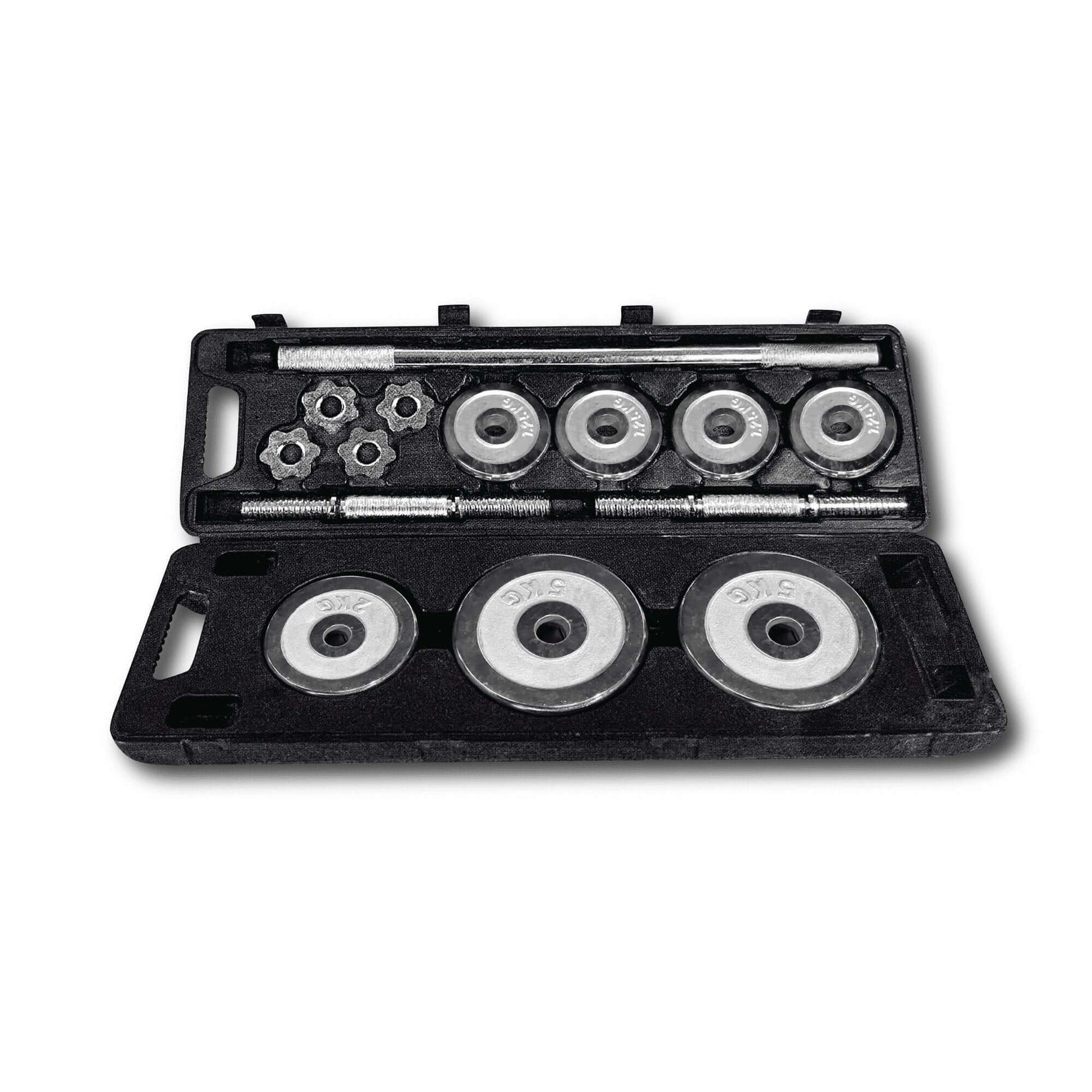 KEFL Cast Iron Adjustable Dumbbell 20/30/50KG Sets - Black/Chrome