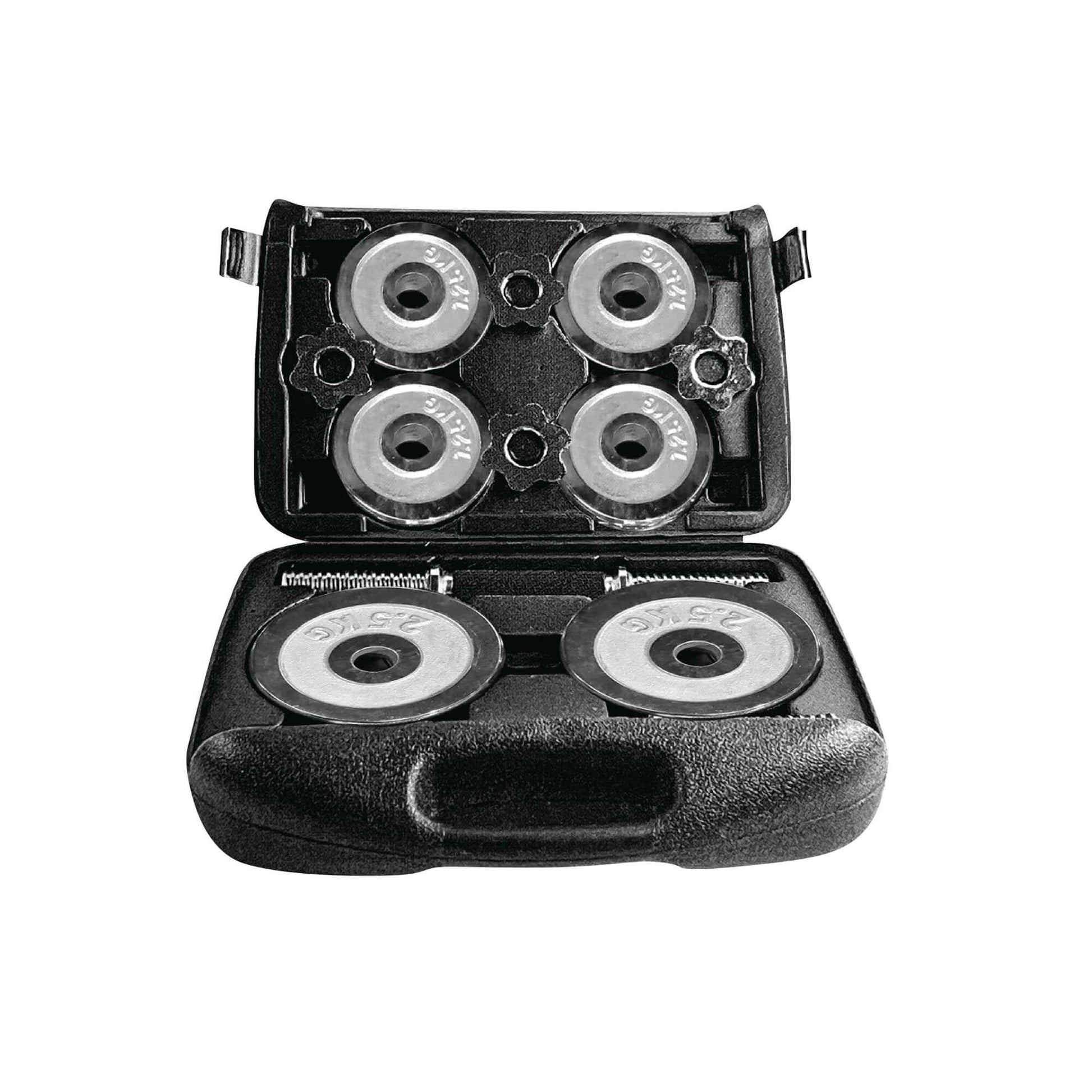 KEFL Cast Iron Adjustable Dumbbell 20/30/50KG Sets - Black/Chrome