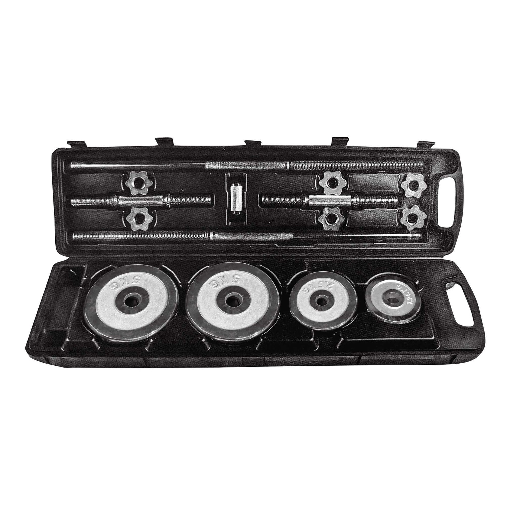 KEFL Cast Iron Adjustable Dumbbell 20/30/50KG Sets - Black/Chrome